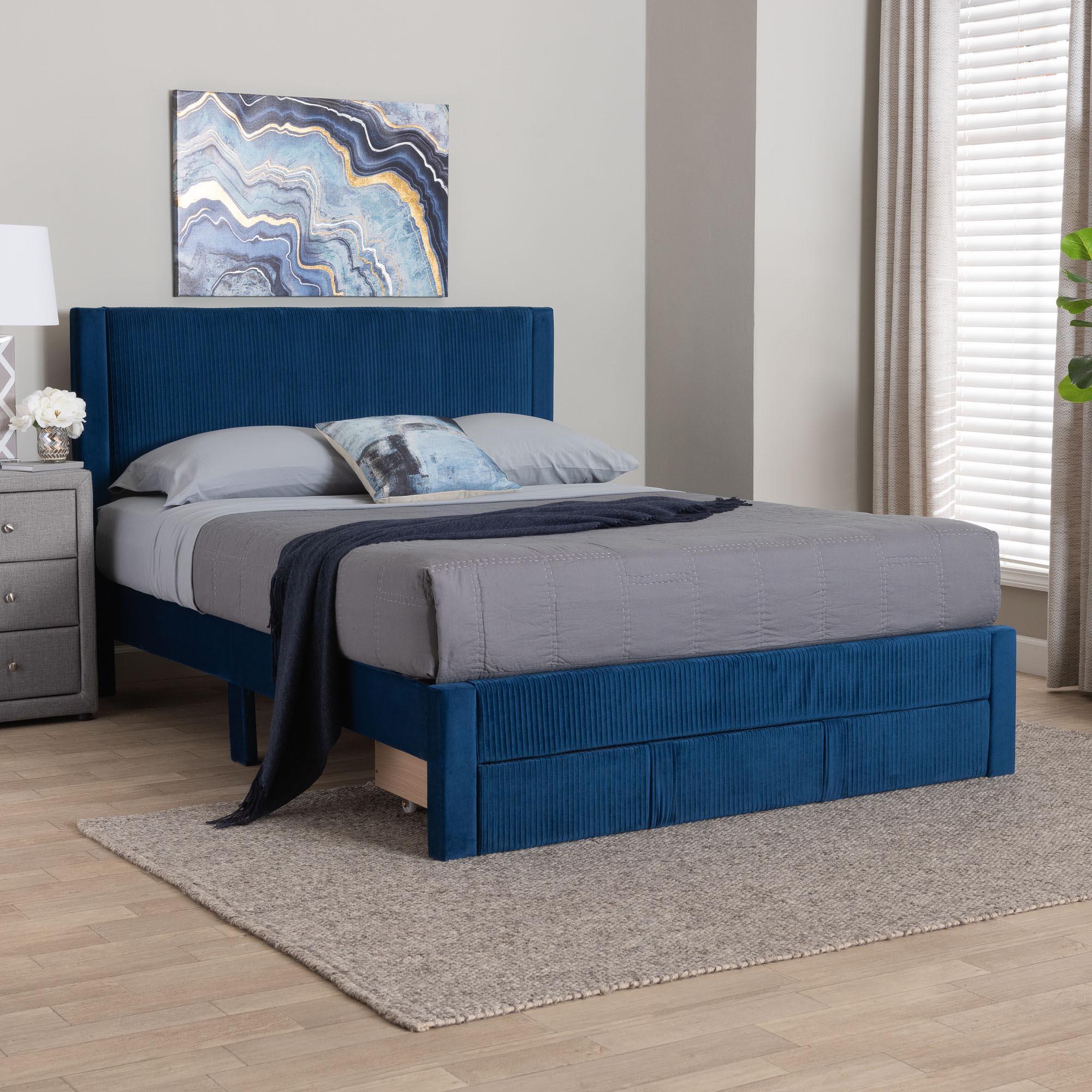 Elora Modern Pleated Velvet Storage Bed