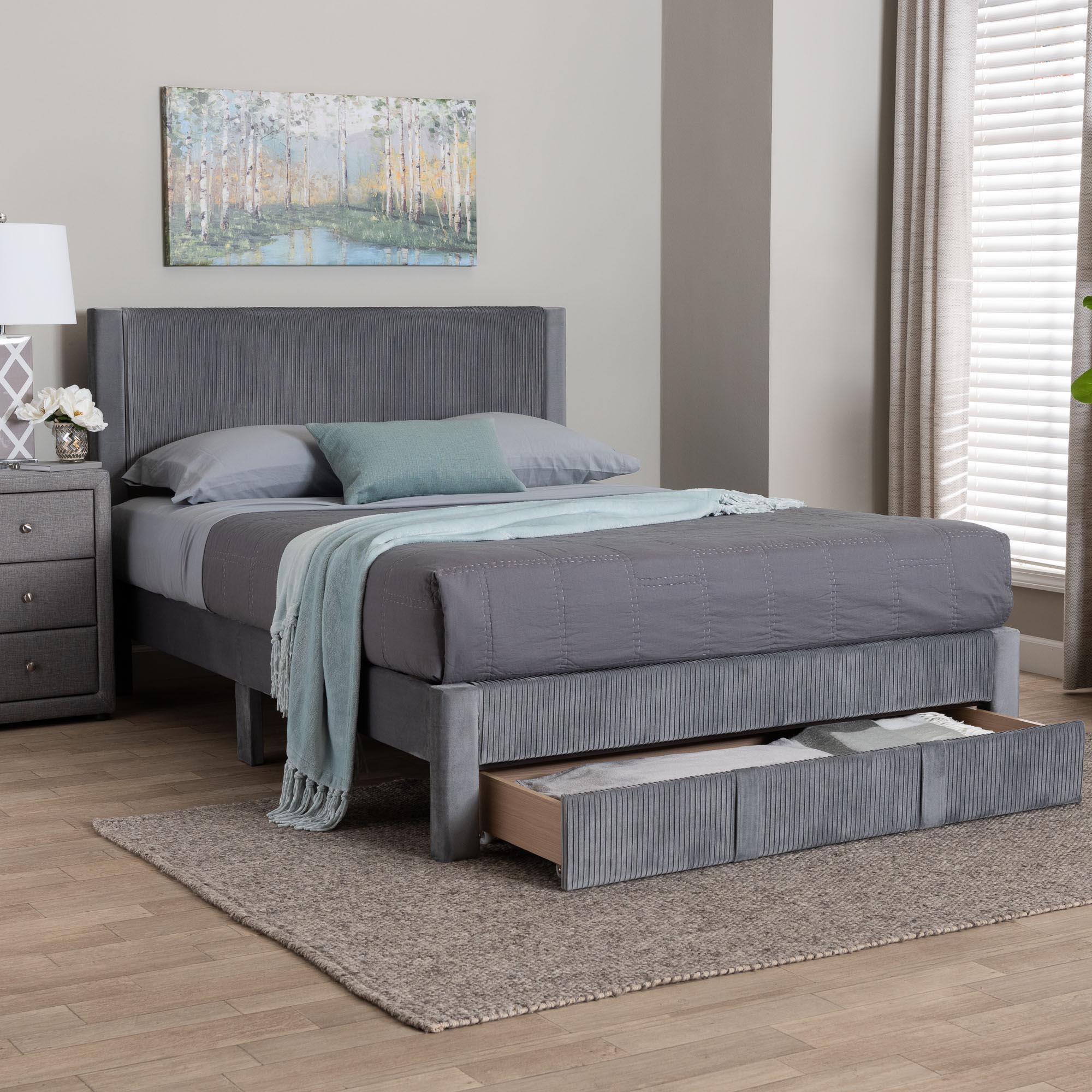 Elora Modern Pleated Velvet Storage Bed