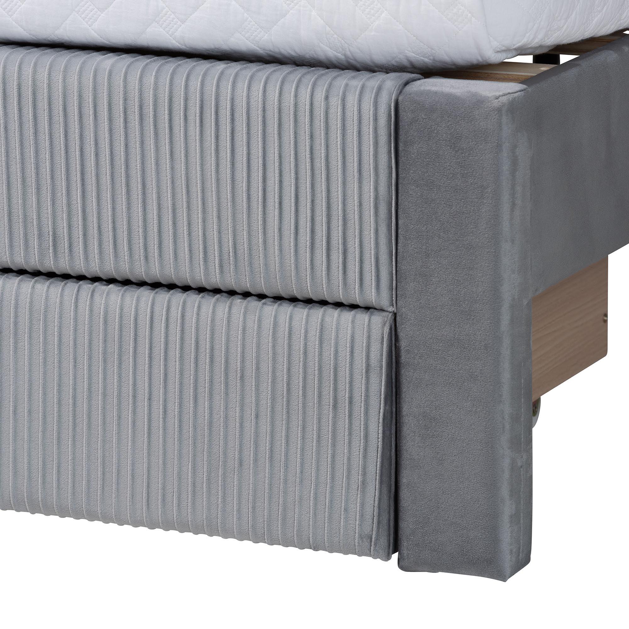 Elora Modern Pleated Velvet Storage Bed