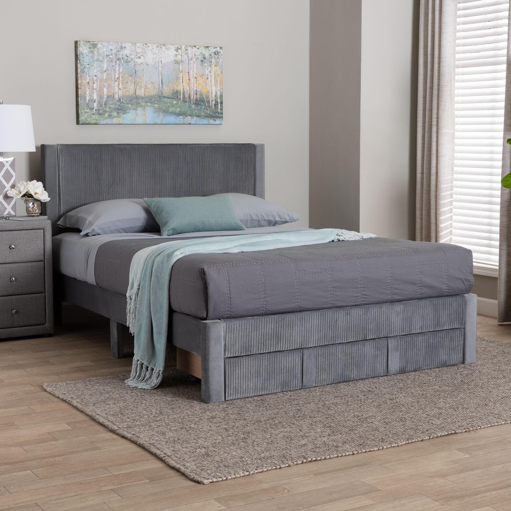 Elora Modern Pleated Velvet Storage Bed