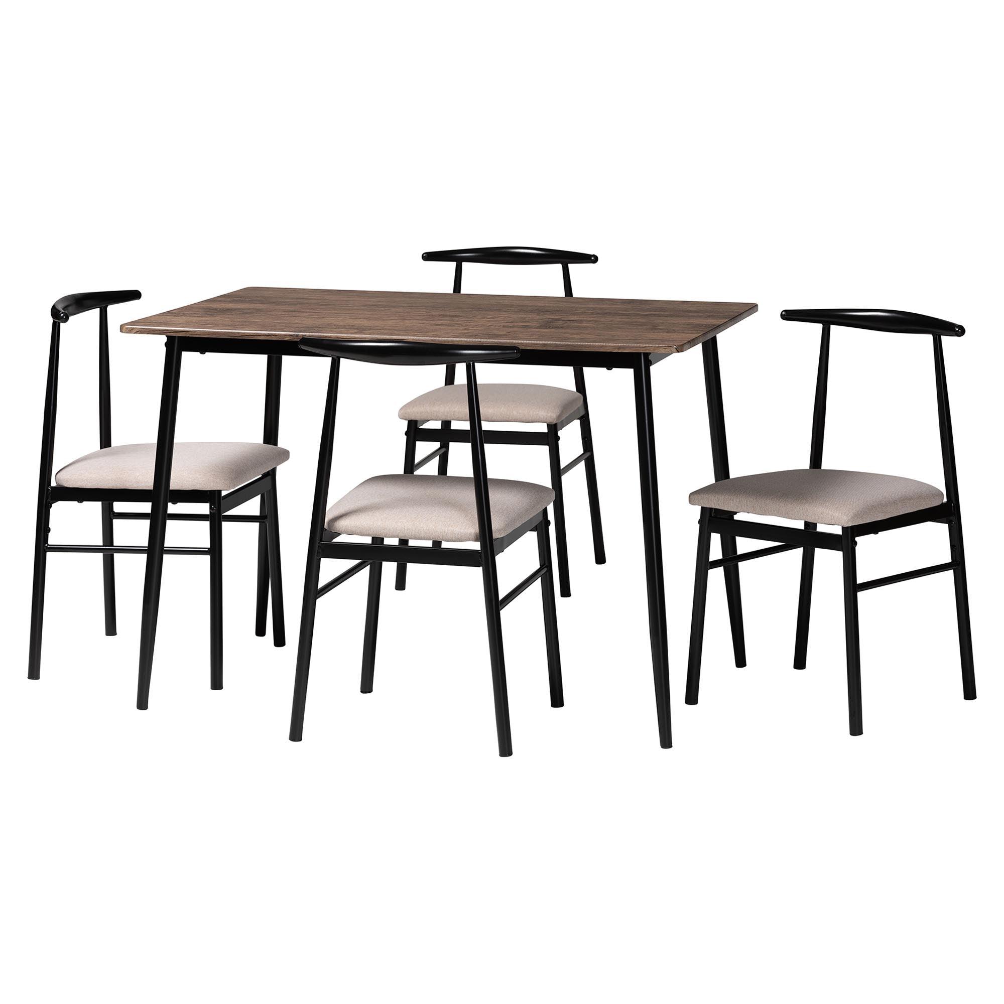 Arnold Modern Industrial Fabric and Metal Dining Set