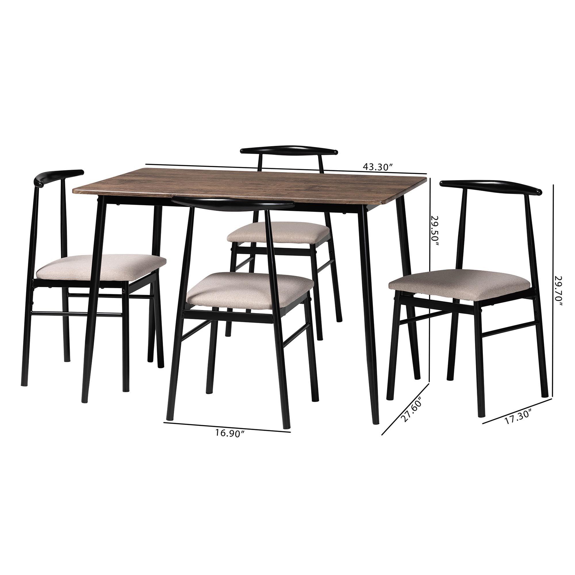 Arnold Modern Industrial Fabric and Metal Dining Set