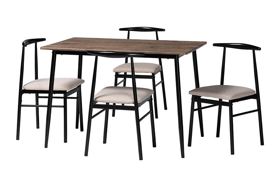 Arnold Modern Industrial Fabric and Metal Dining Set