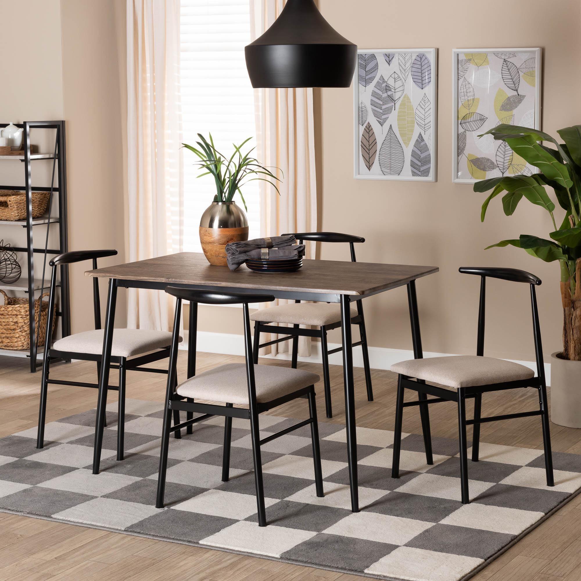 Arnold Modern Industrial Fabric and Metal Dining Set