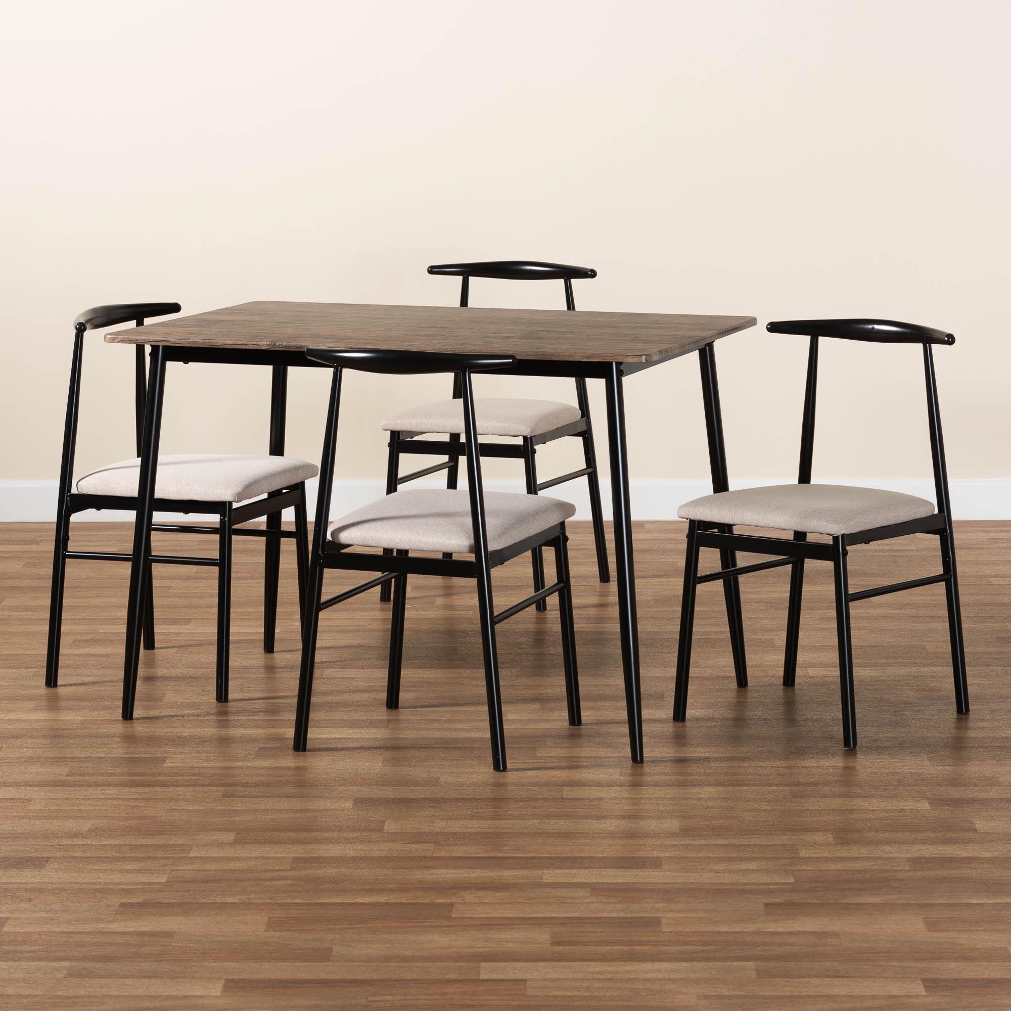 Arnold Modern Industrial Fabric and Metal Dining Set