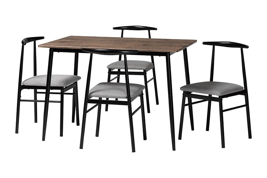 Arnold Modern Industrial Fabric and Metal Dining Set