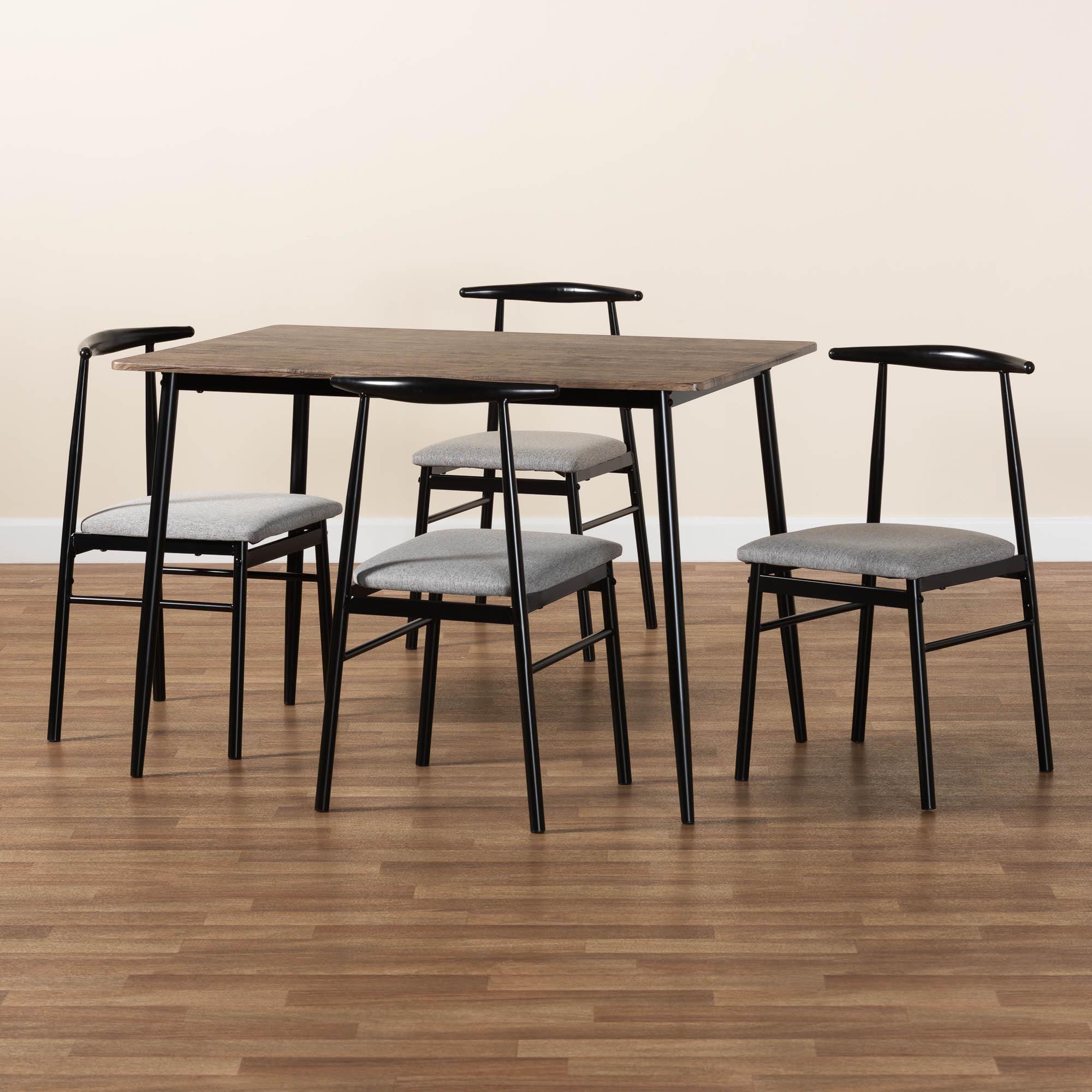 Arnold Modern Industrial Fabric and Metal Dining Set