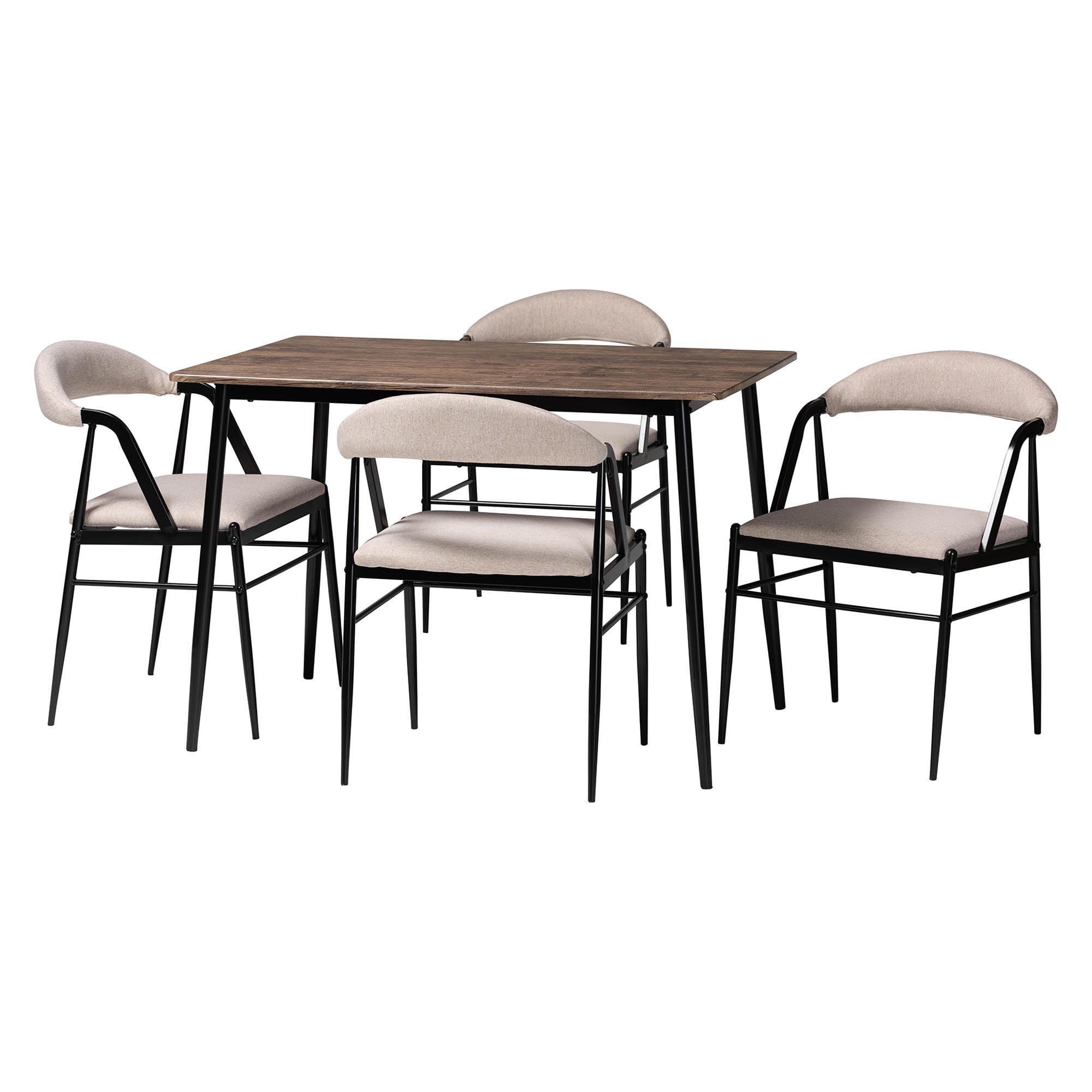 Orrin Modern Industrial Fabric and Metal Dining Set