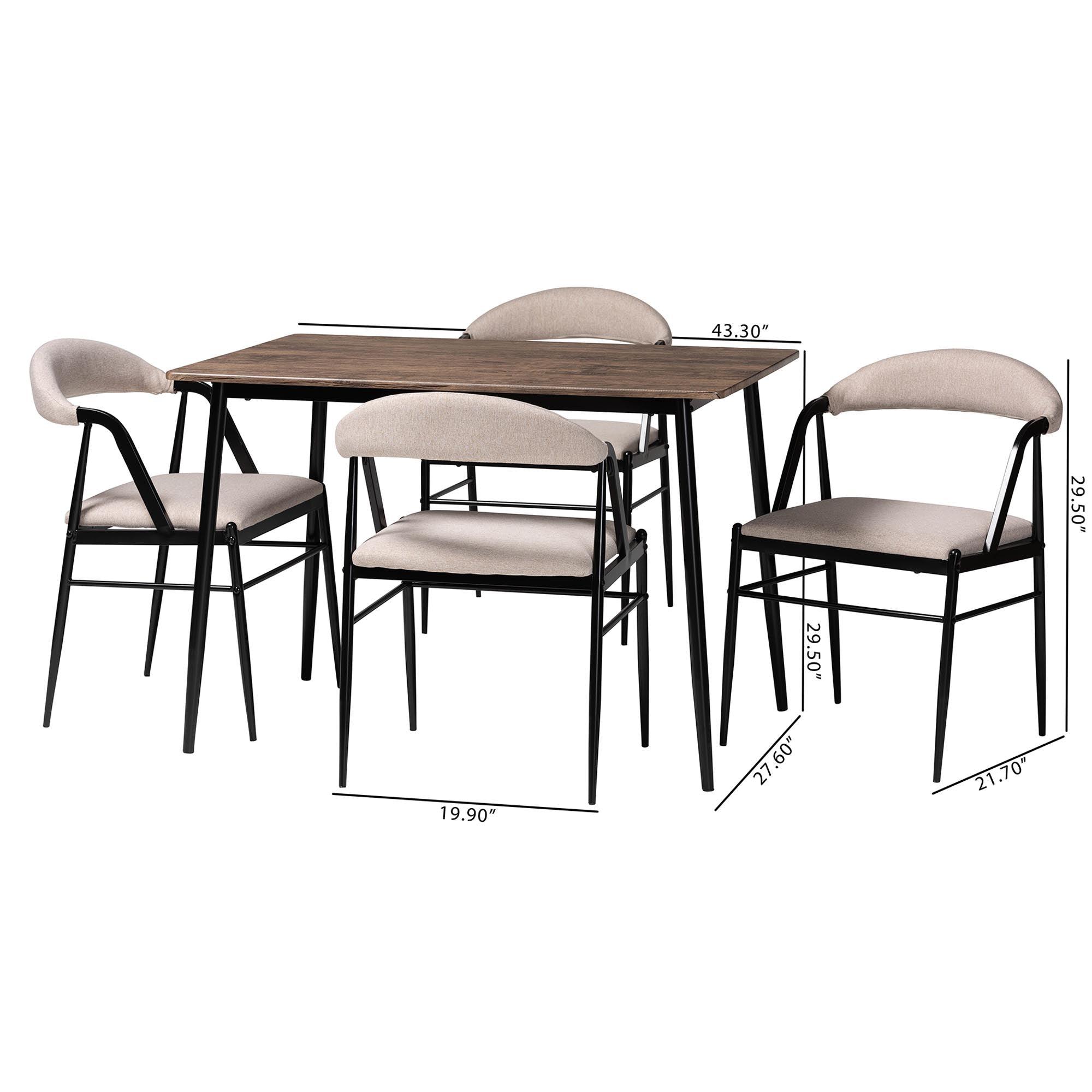 Orrin Modern Industrial Fabric and Metal Dining Set