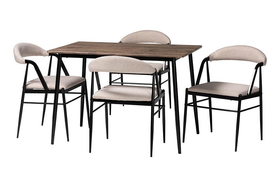 Orrin Modern Industrial Fabric and Metal Dining Set