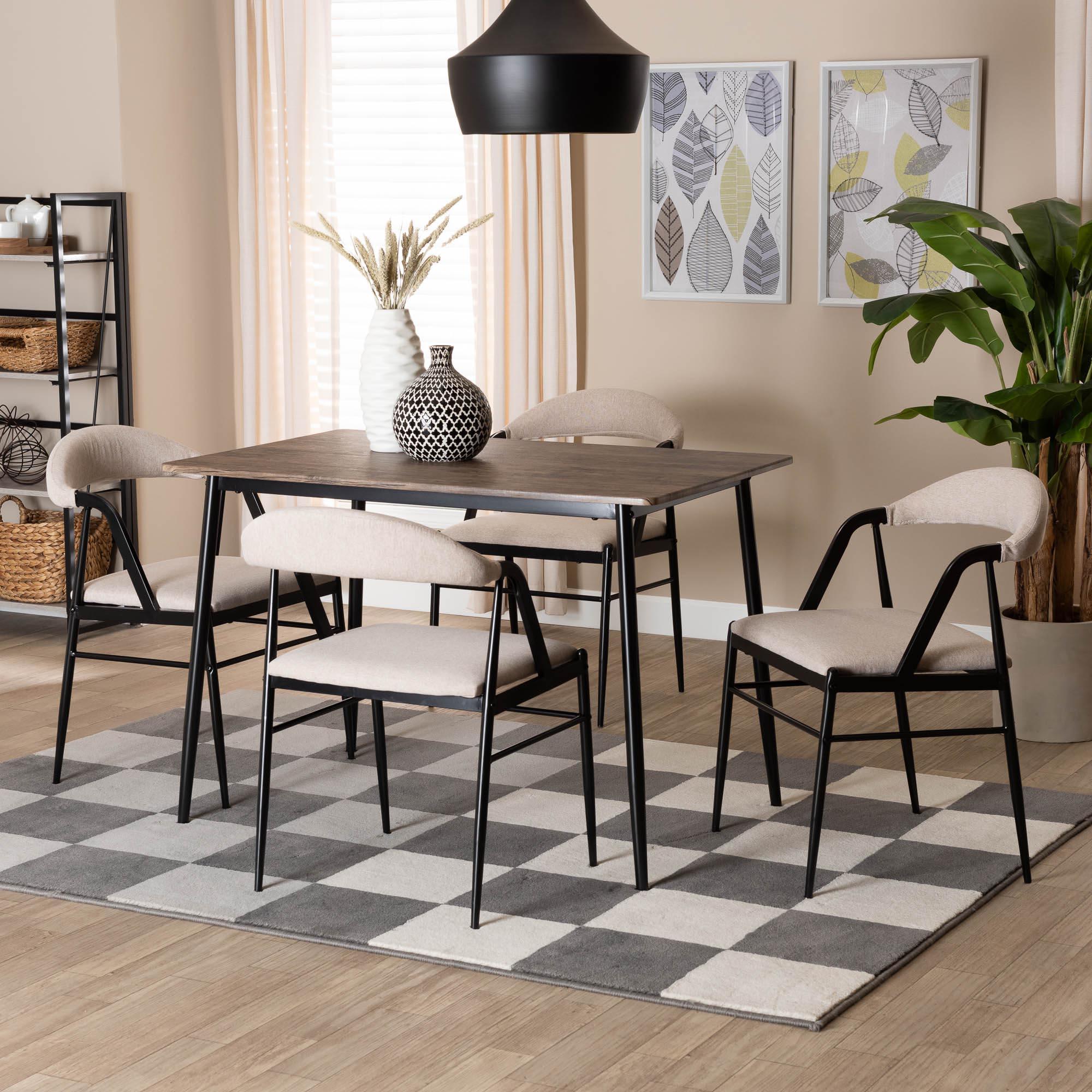 Orrin Modern Industrial Fabric and Metal Dining Set