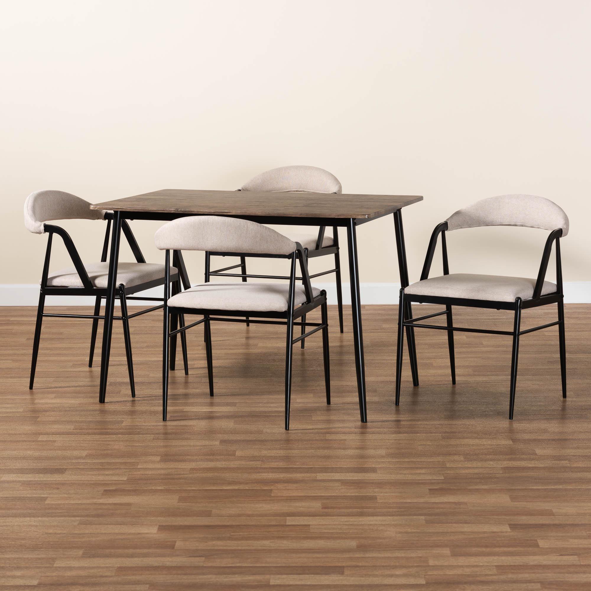 Orrin Modern Industrial Fabric and Metal Dining Set