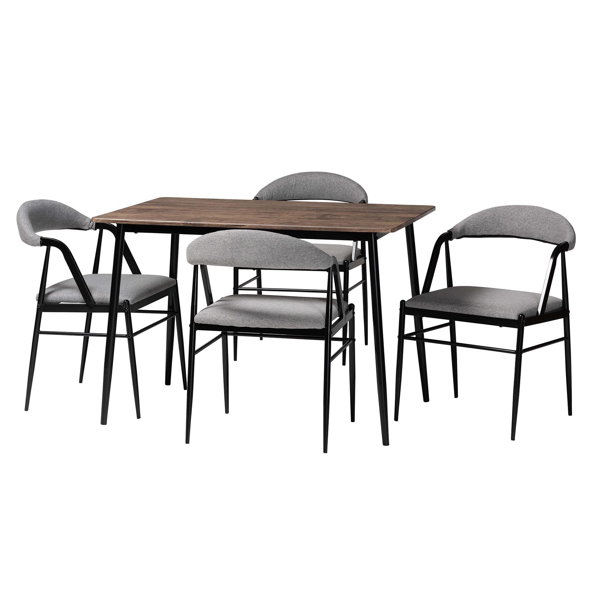 Orrin Modern Industrial Fabric and Metal Dining Set