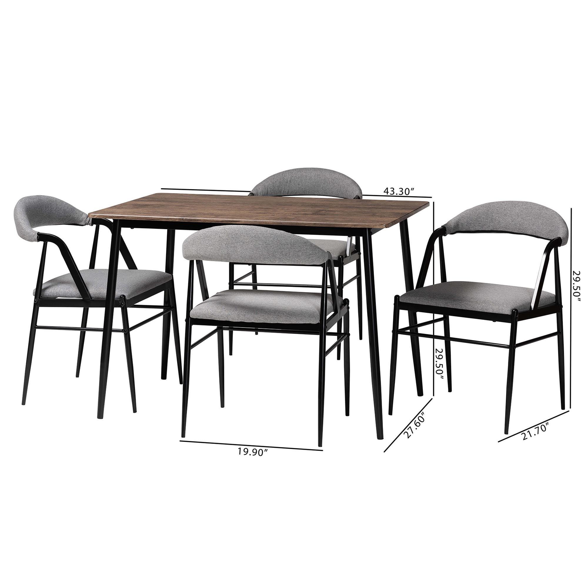 Orrin Modern Industrial Fabric and Metal Dining Set