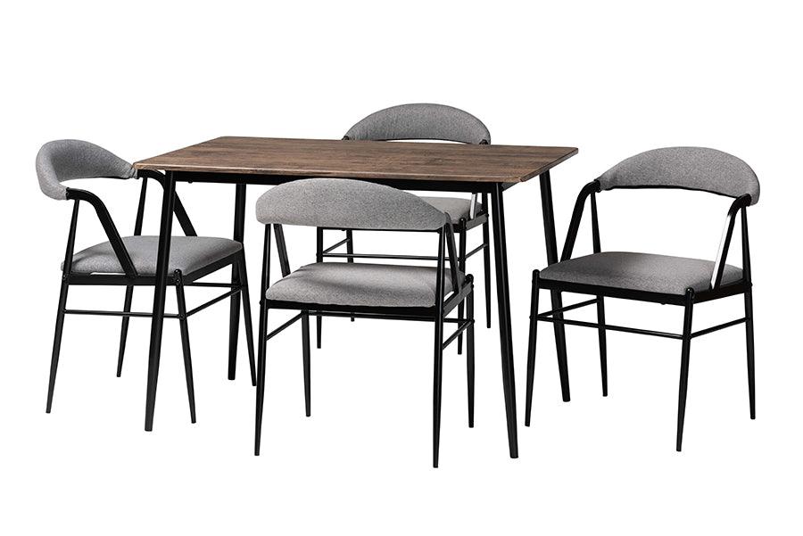 Orrin Modern Industrial Fabric and Metal Dining Set