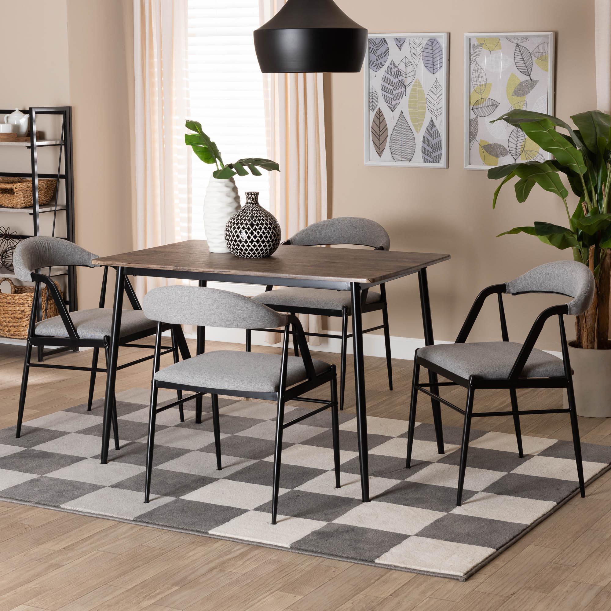 Orrin Modern Industrial Fabric and Metal Dining Set