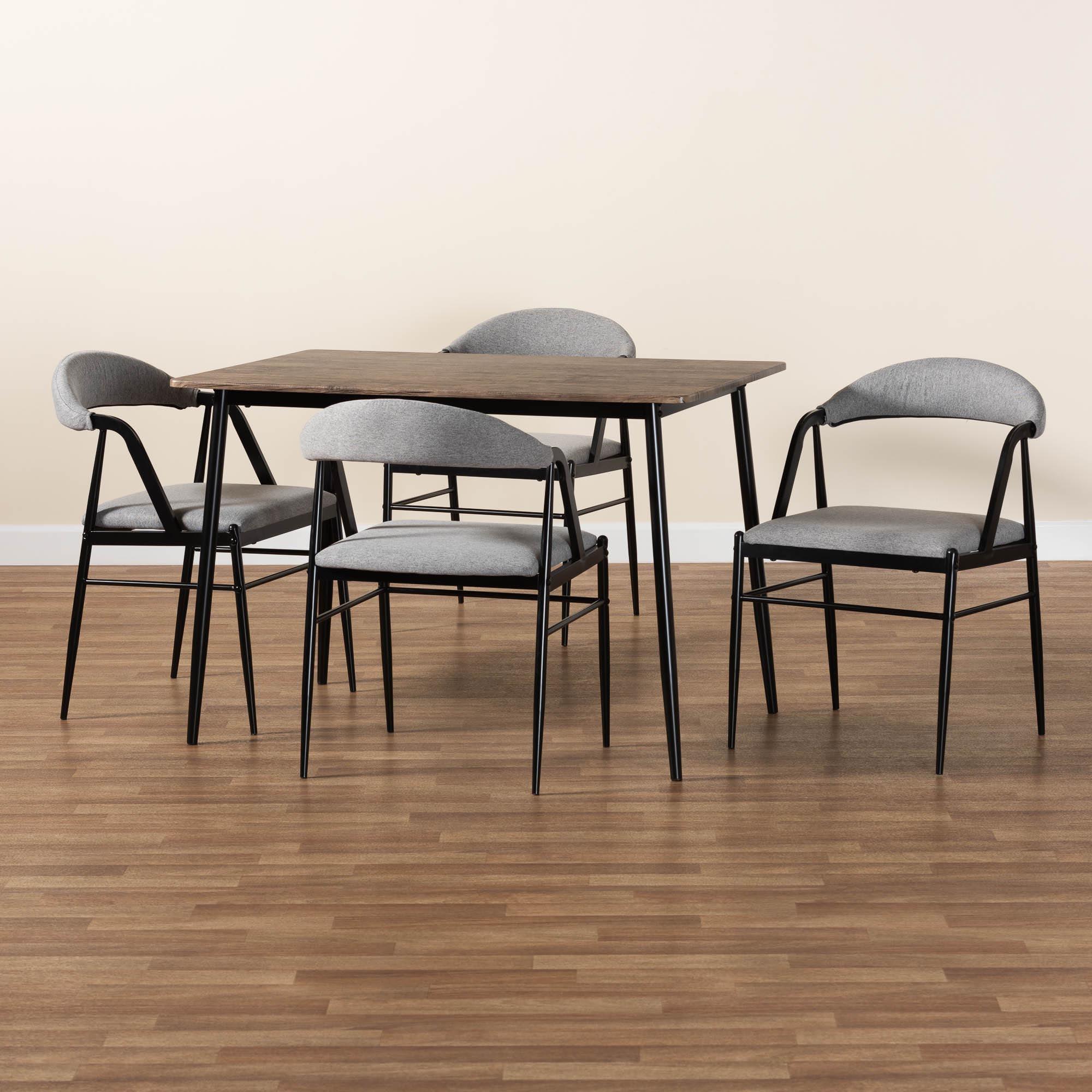 Orrin Modern Industrial Fabric and Metal Dining Set