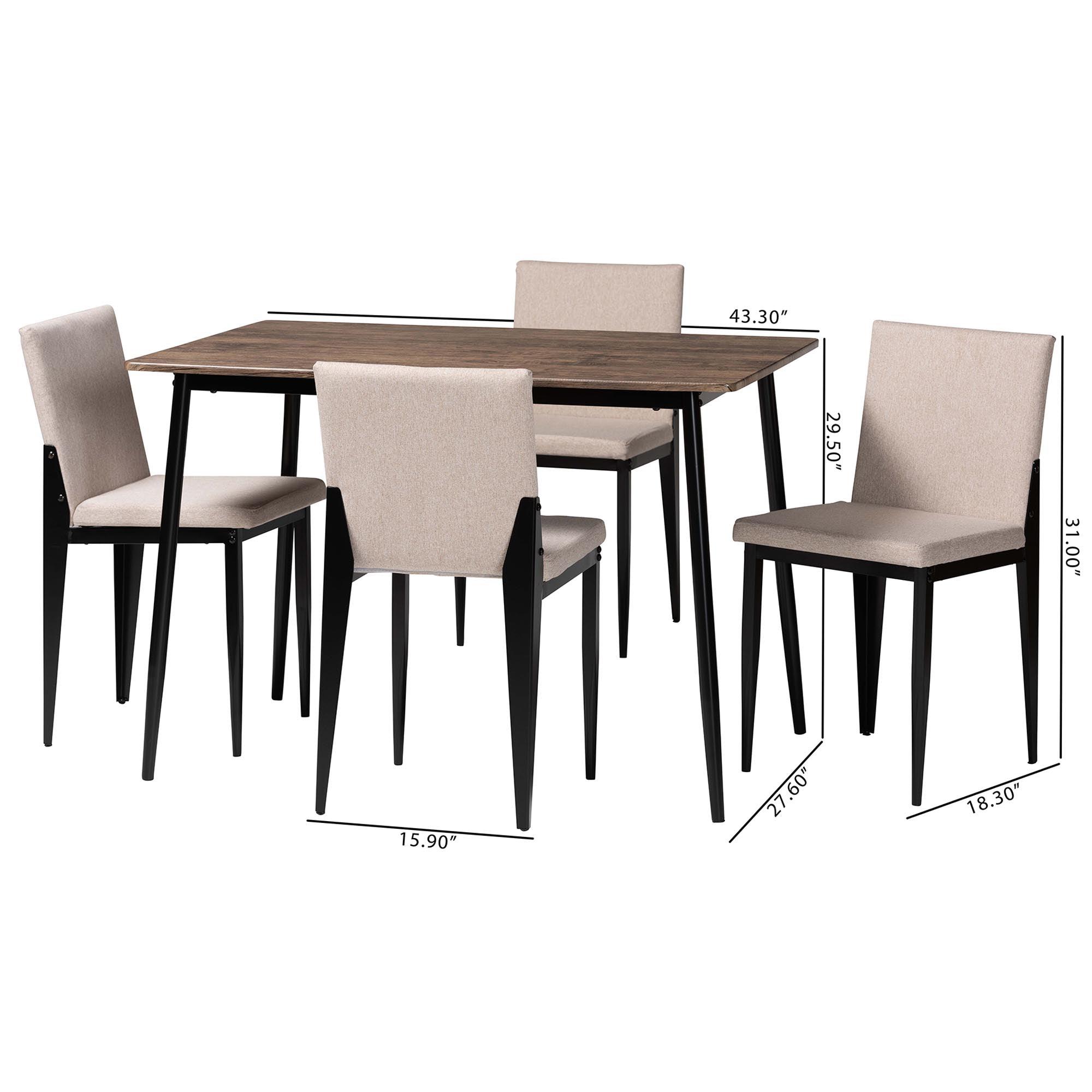 Bishop Industrial Fabric and Metal Dining Set