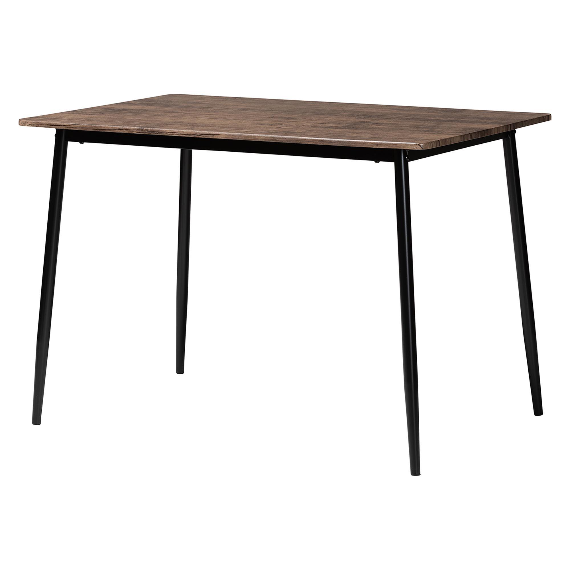 Dalair Industrial Rustic Wood and Metal Dining Table