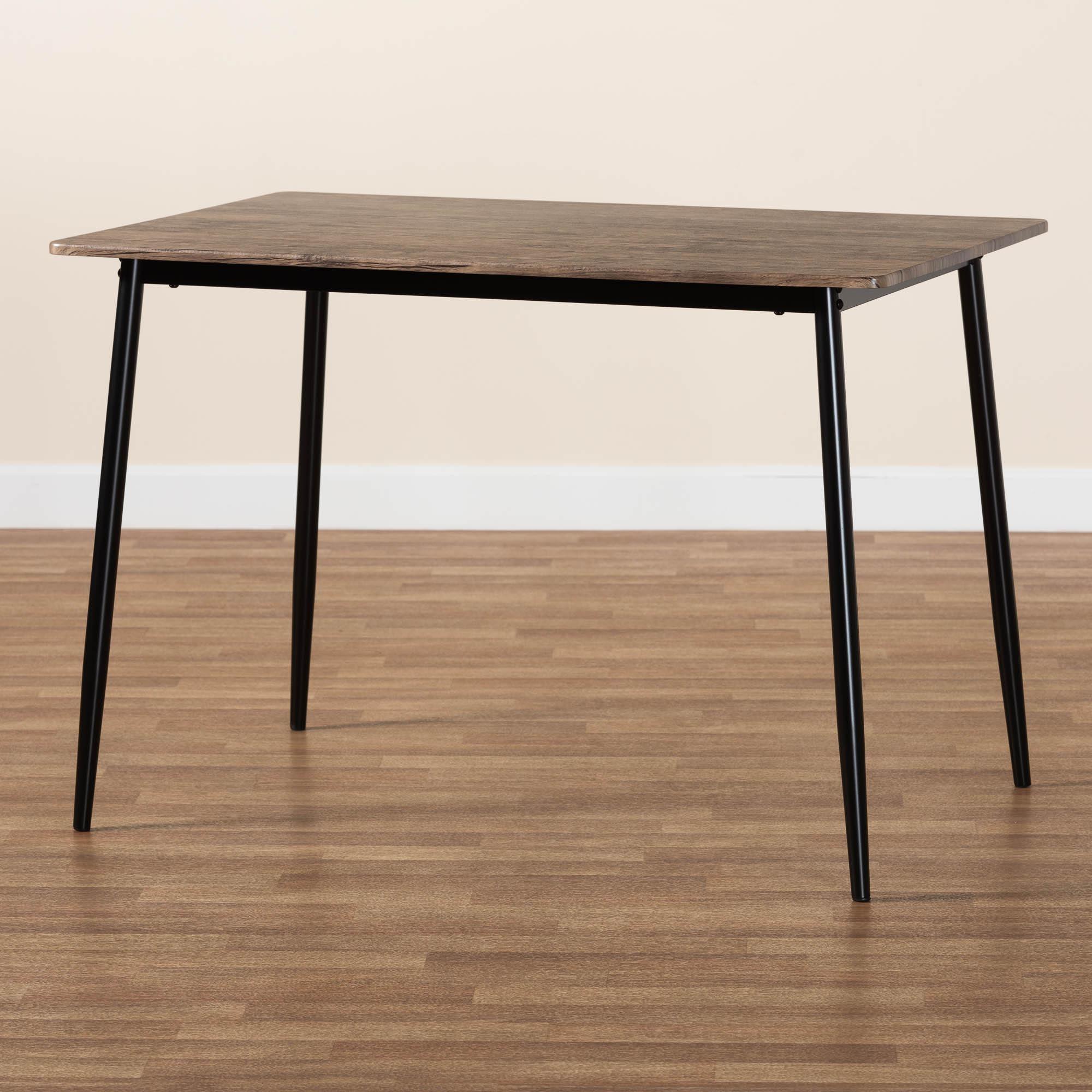 Dalair Industrial Rustic Wood and Metal Dining Table