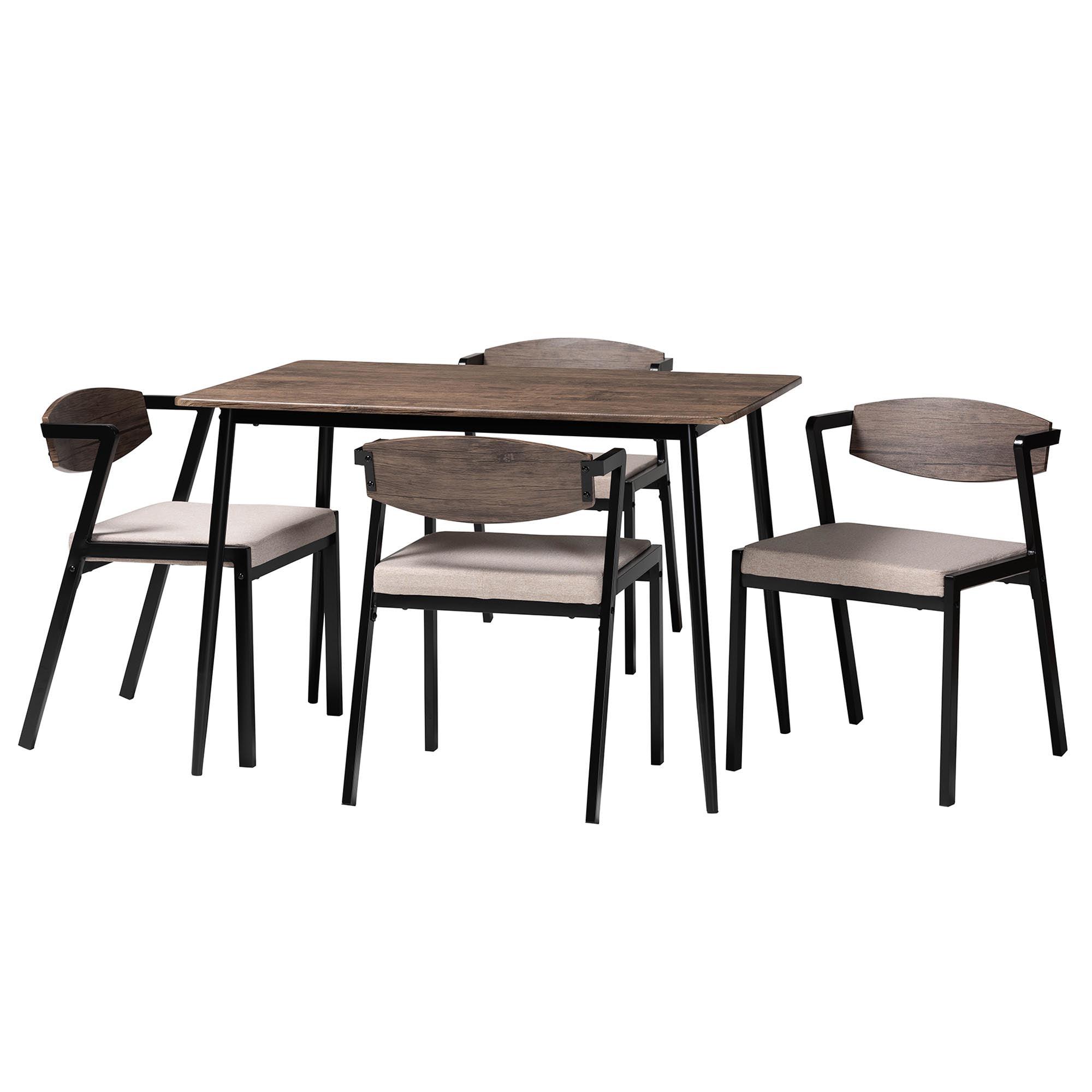 Revelin Industrial Fabric and Metal Dining Set