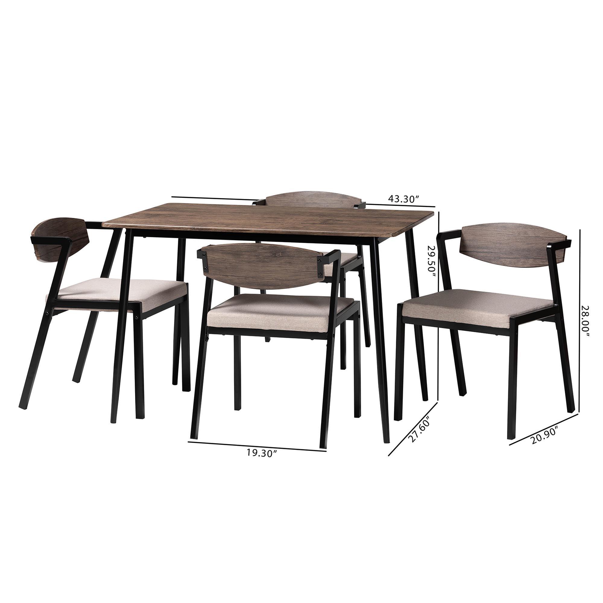 Revelin Industrial Fabric and Metal Dining Set