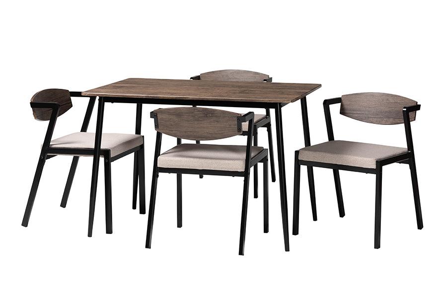 Revelin Industrial Fabric and Metal Dining Set