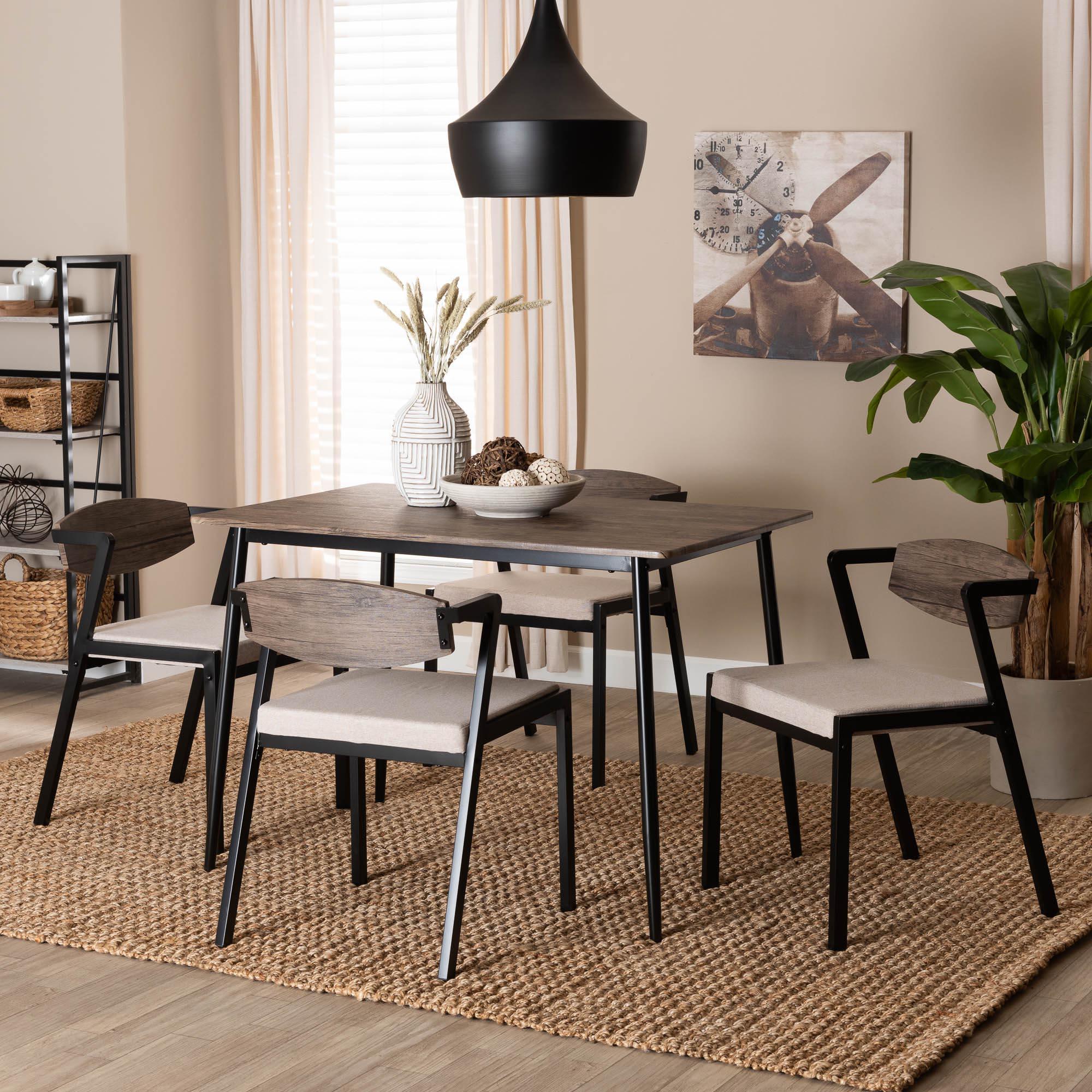 Revelin Industrial Fabric and Metal Dining Set