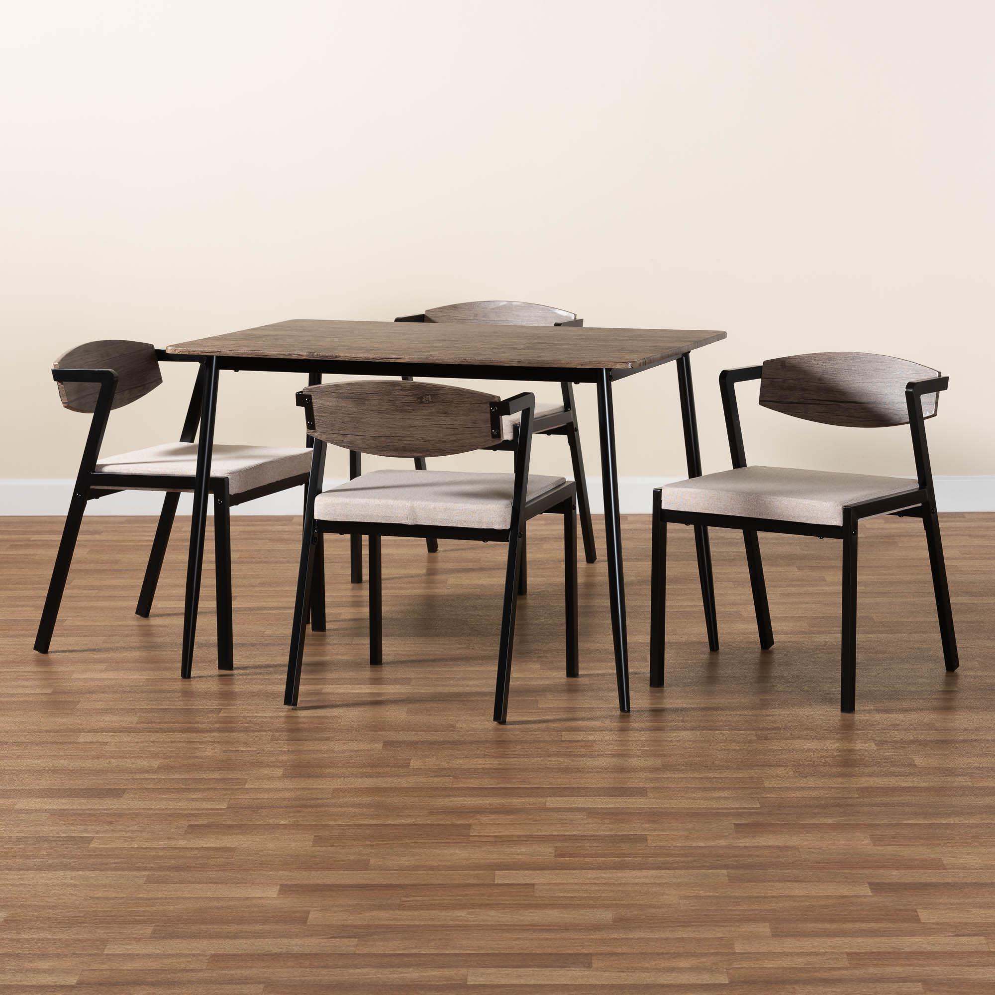 Revelin Industrial Fabric and Metal Dining Set