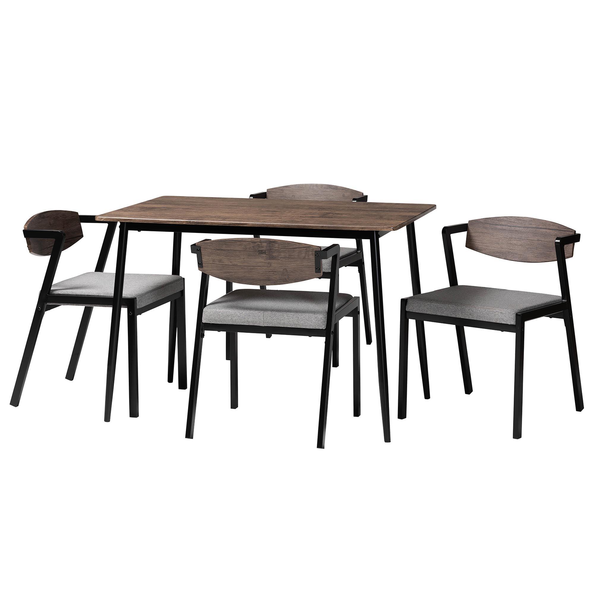 Revelin Industrial Fabric and Metal Dining Set