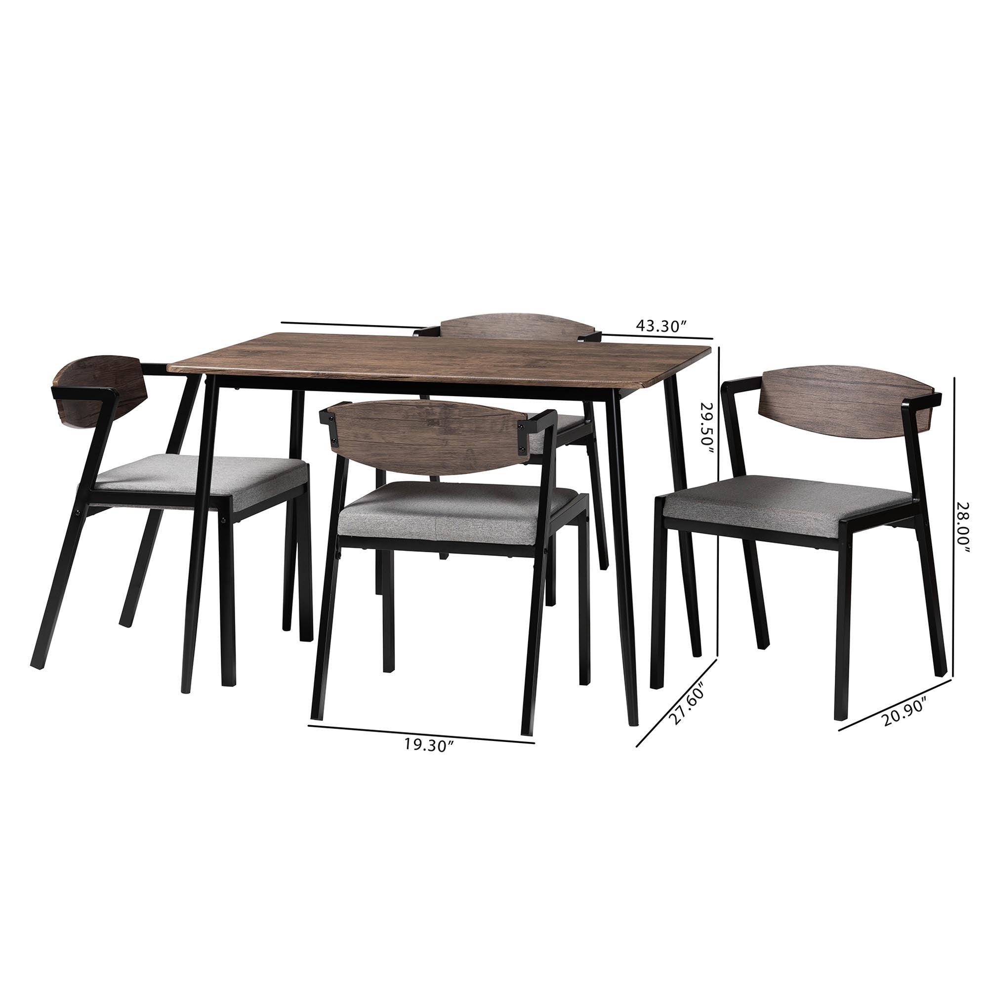 Revelin Industrial Fabric and Metal Dining Set