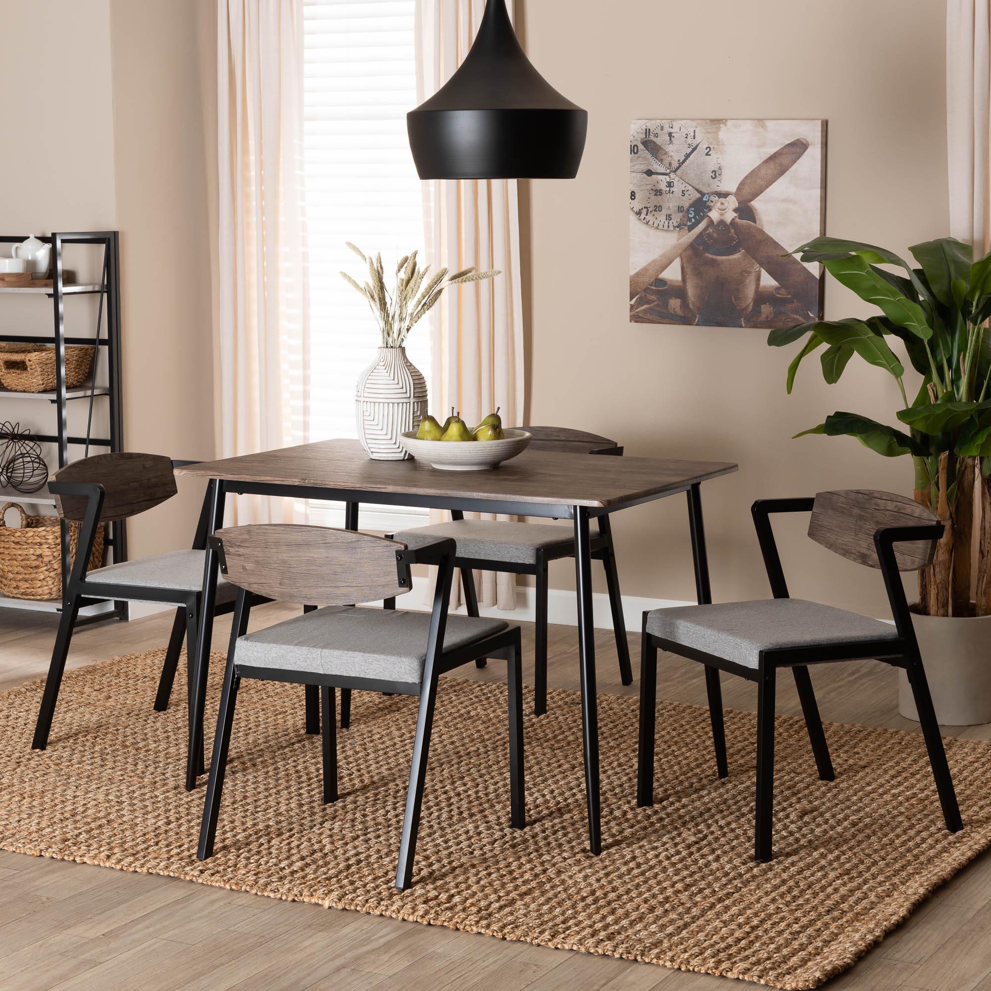 Revelin Industrial Fabric and Metal Dining Set