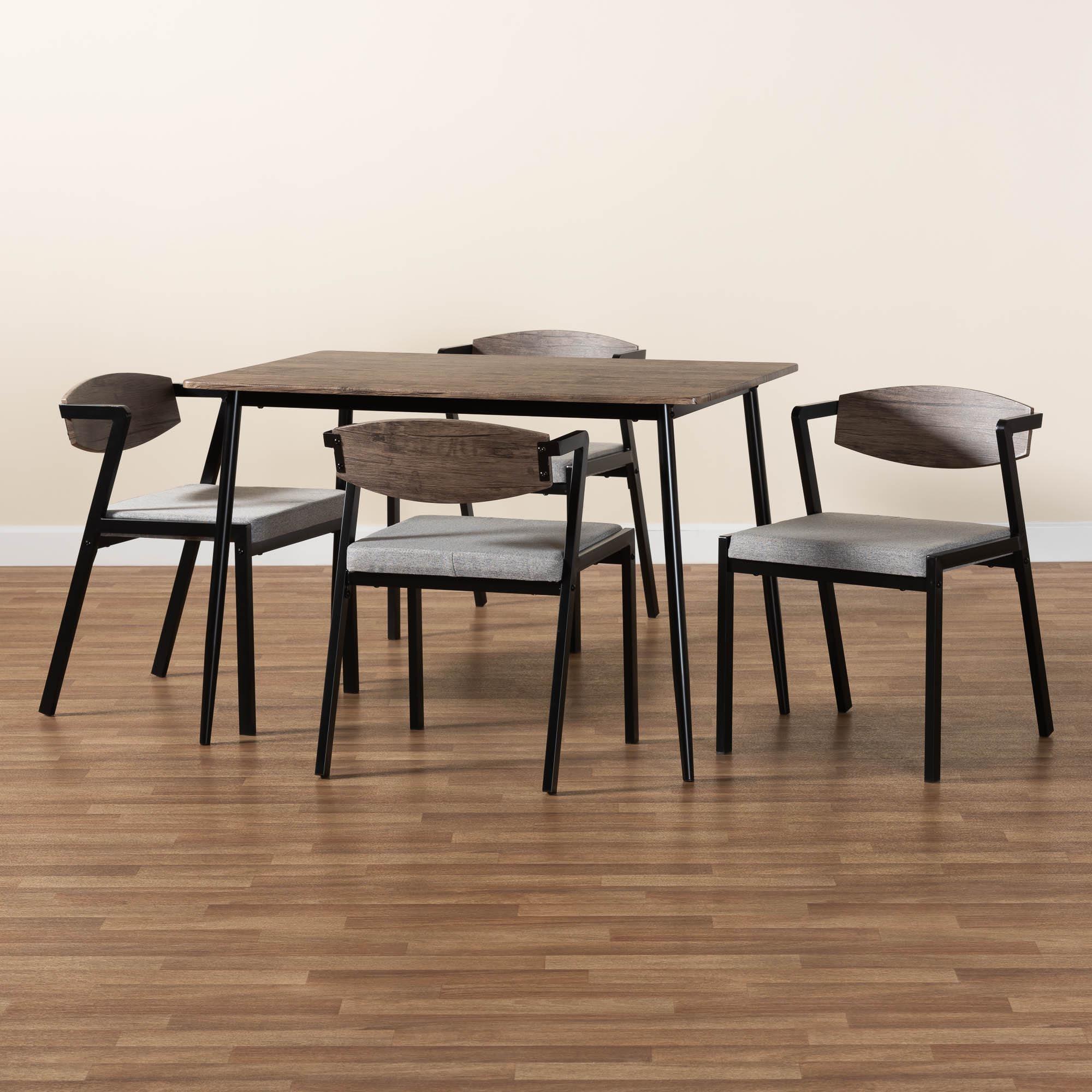 Revelin Industrial Fabric and Metal Dining Set