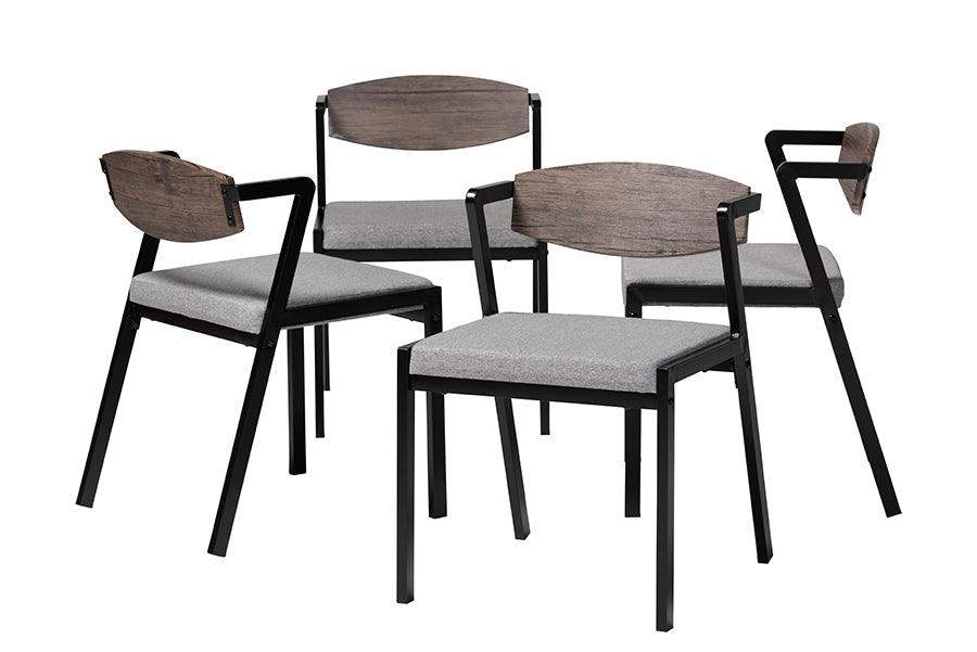 Revelin Industrial Fabric and Metal Dining Chair