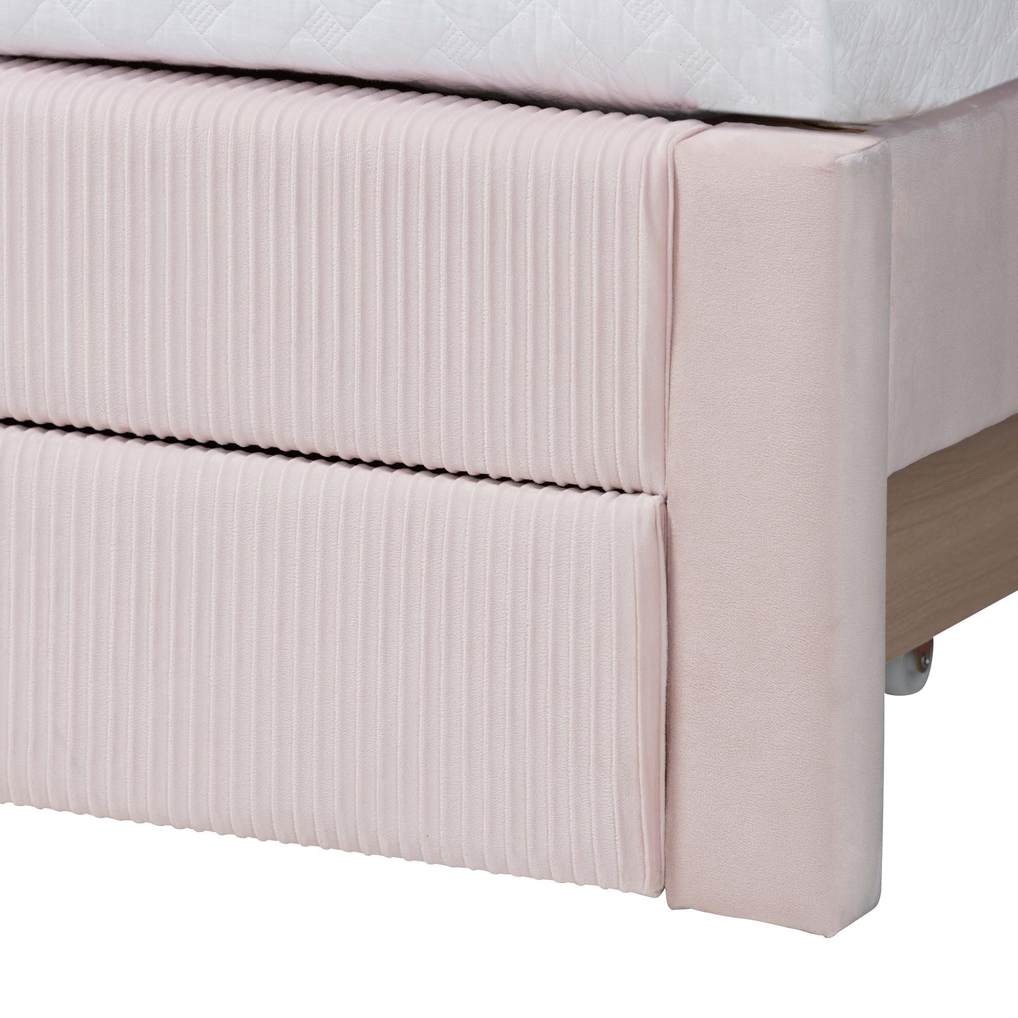 Elora Modern Light Pleated Velvet Storage Bed