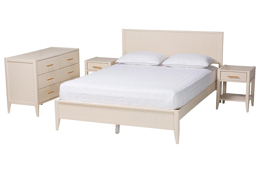 Primrose Mid-Century Fluted Wood 4-Piece Bedroom Set