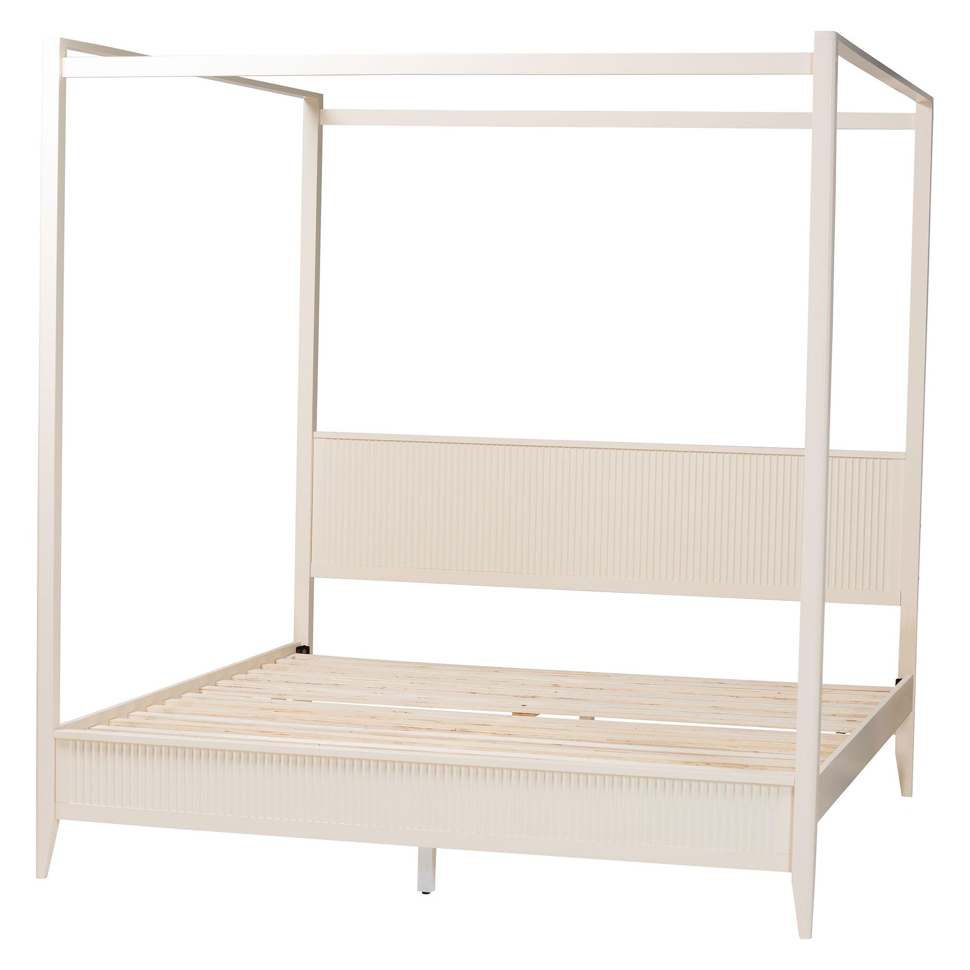 Primrose Mid-Century Fluted Wood Canopy Bed