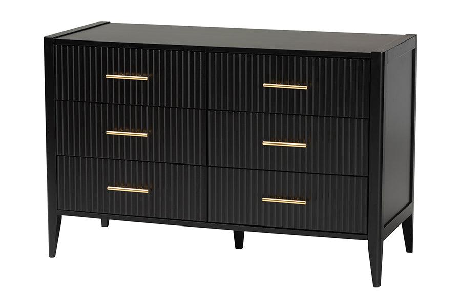 Primrose Mid-Century Fluted Wood 6-Drawer Dresser