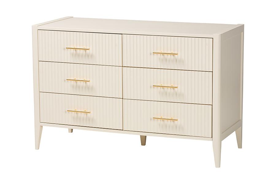 Primrose Mid-Century Fluted Wood 6-Drawer Dresser