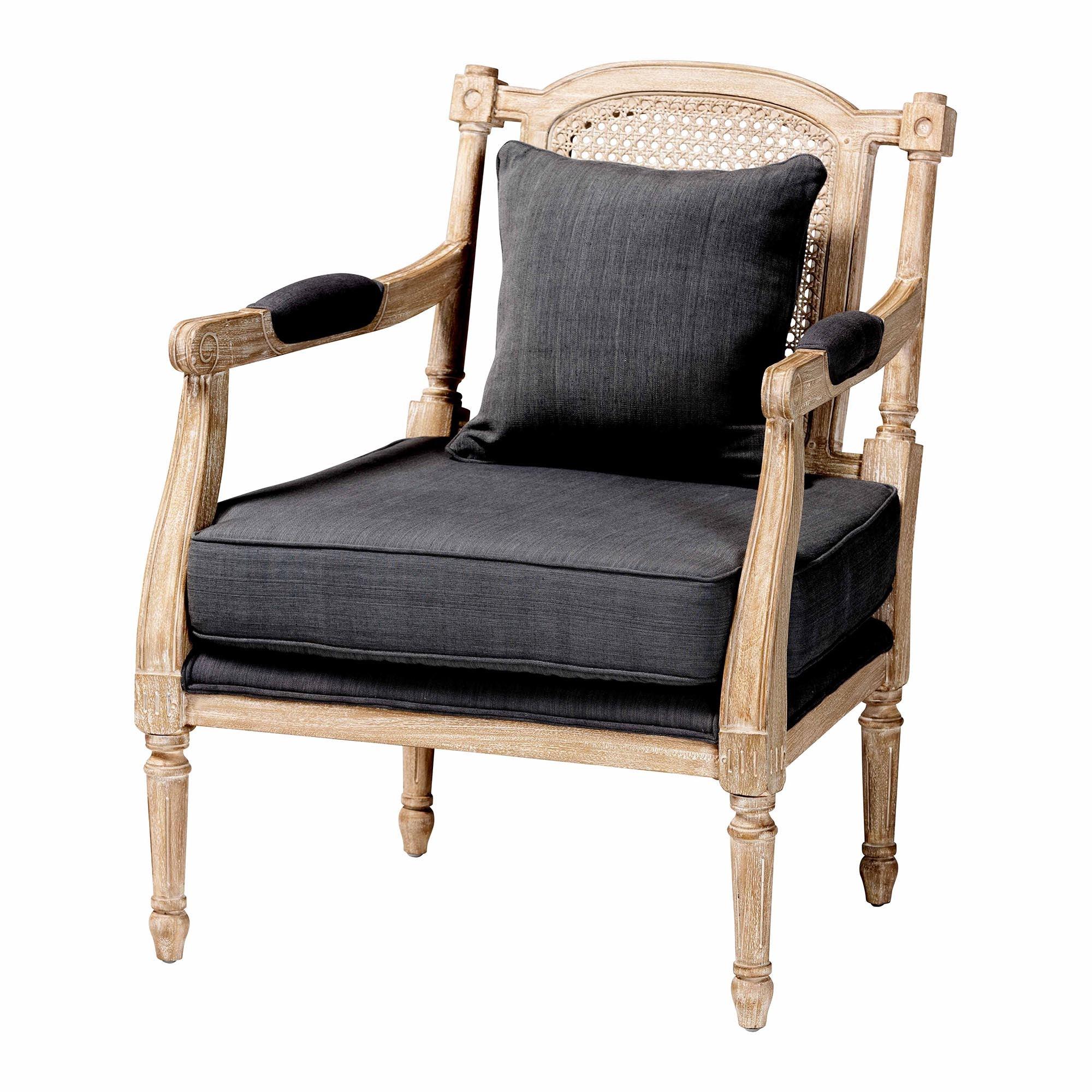 Clemence French Provincial Fabric washed Mahogany Wood Armchair