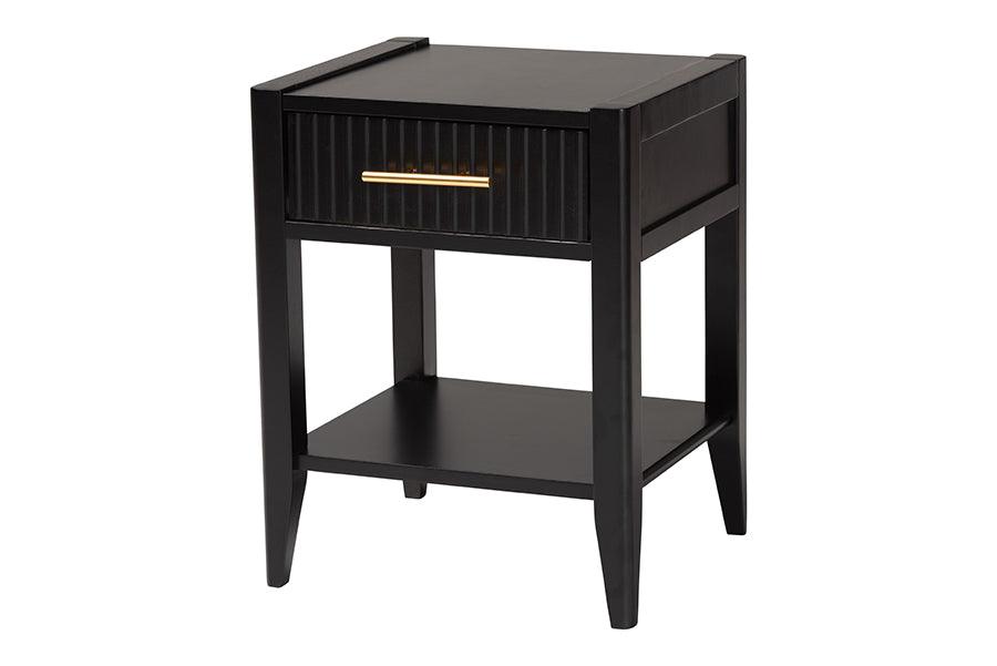 Primrose Mid-Century Fluted Wood 1-Drawer Nightstand