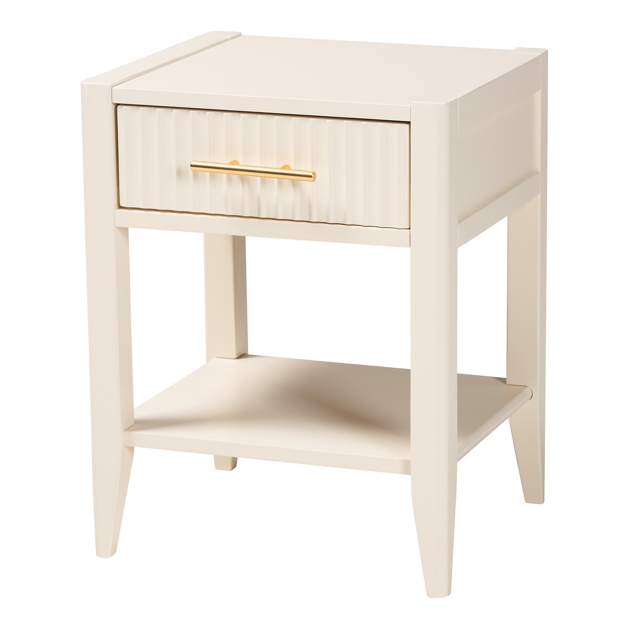 Primrose Mid-Century Fluted Wood 1-Drawer Nightstand