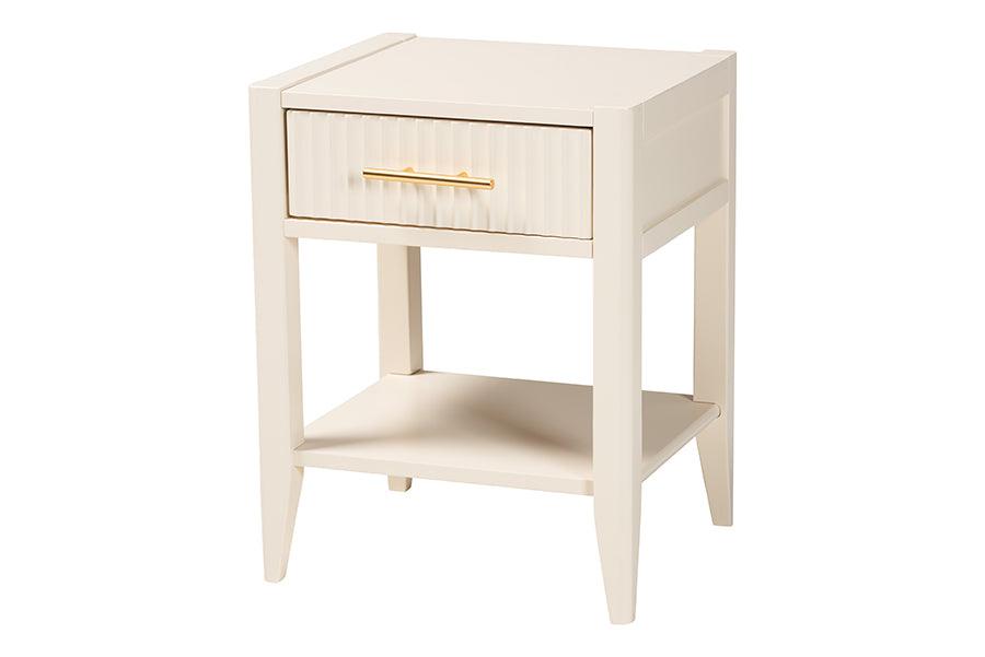 Primrose Mid-Century Fluted Wood 1-Drawer Nightstand