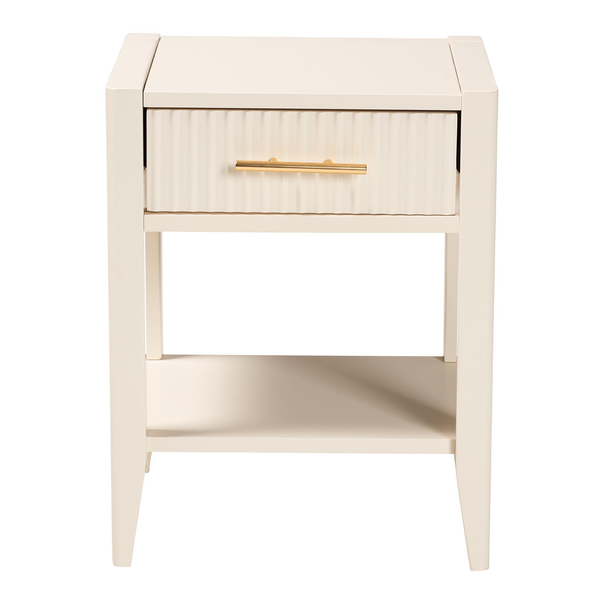 Primrose Mid-Century Fluted Wood 1-Drawer Nightstand