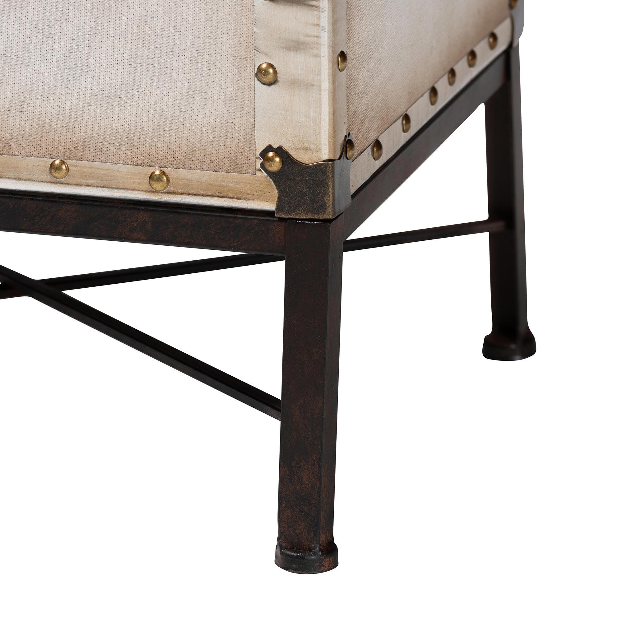 Laura Vintage Canvas Lift-Top Trunk End Table