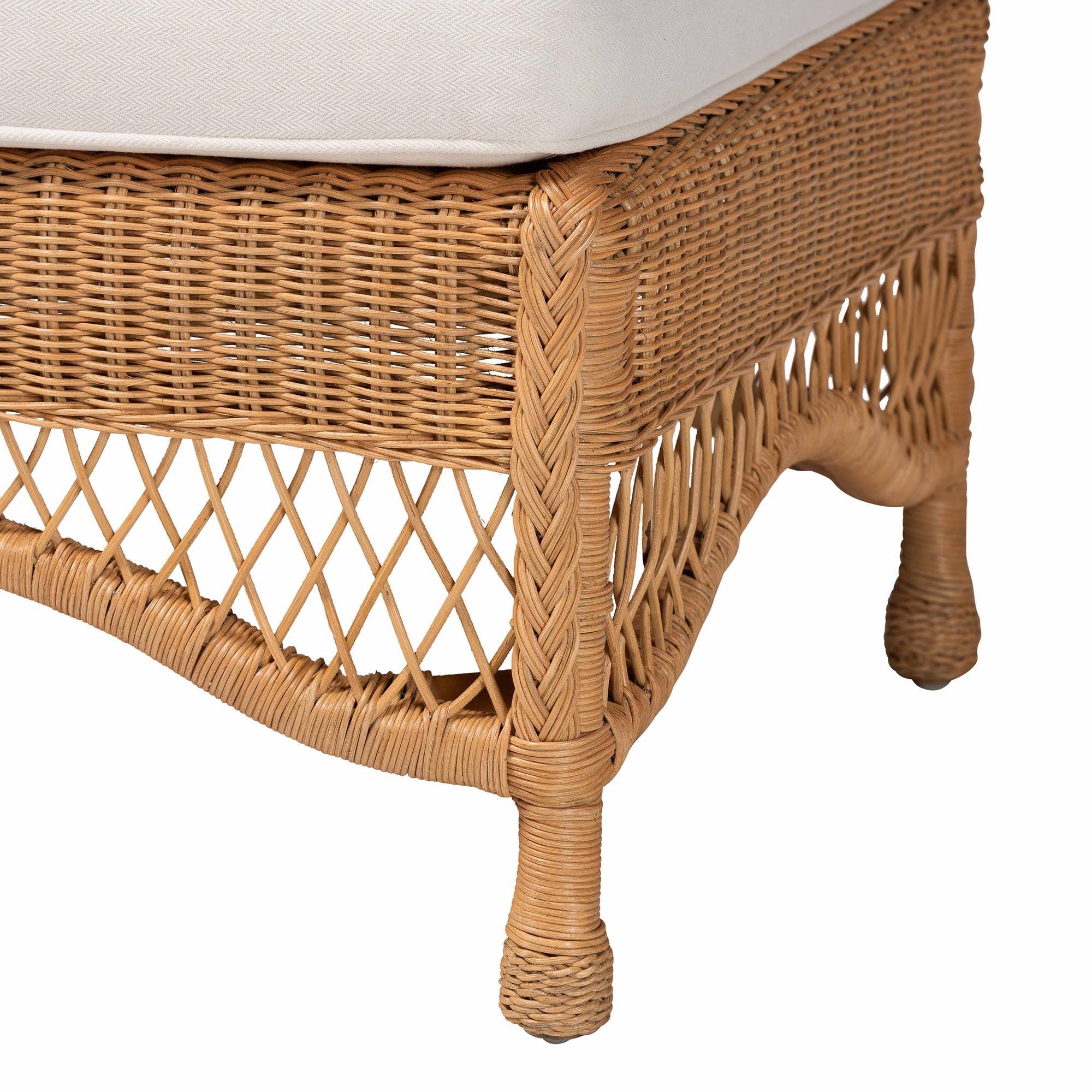 bali & pari Brooklyn Bohemian Light Honey Braided Rattan Ottoman Stool