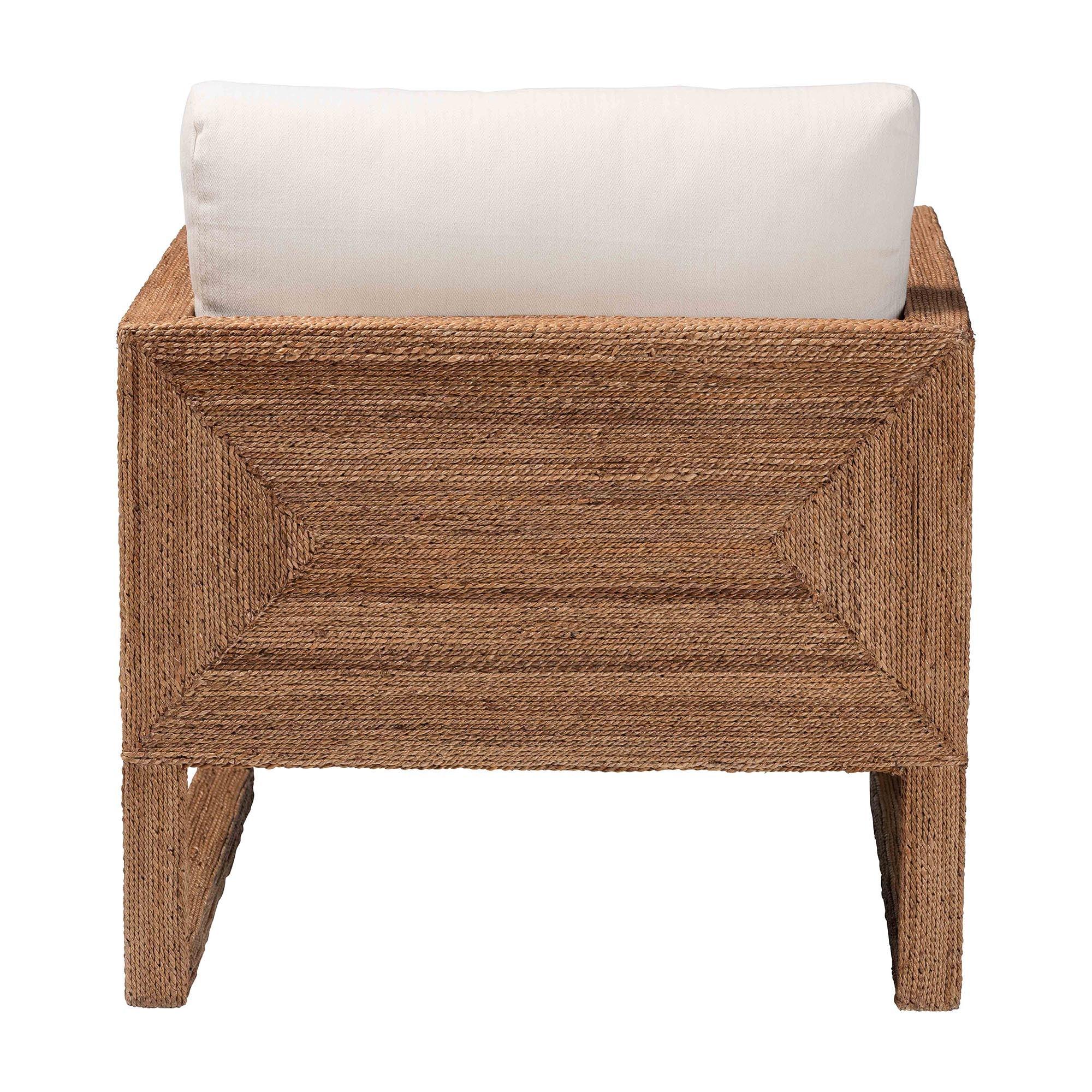 bali & pari Helina Bohemian Bleached Seagrass and Acacia Wood Arm Chair