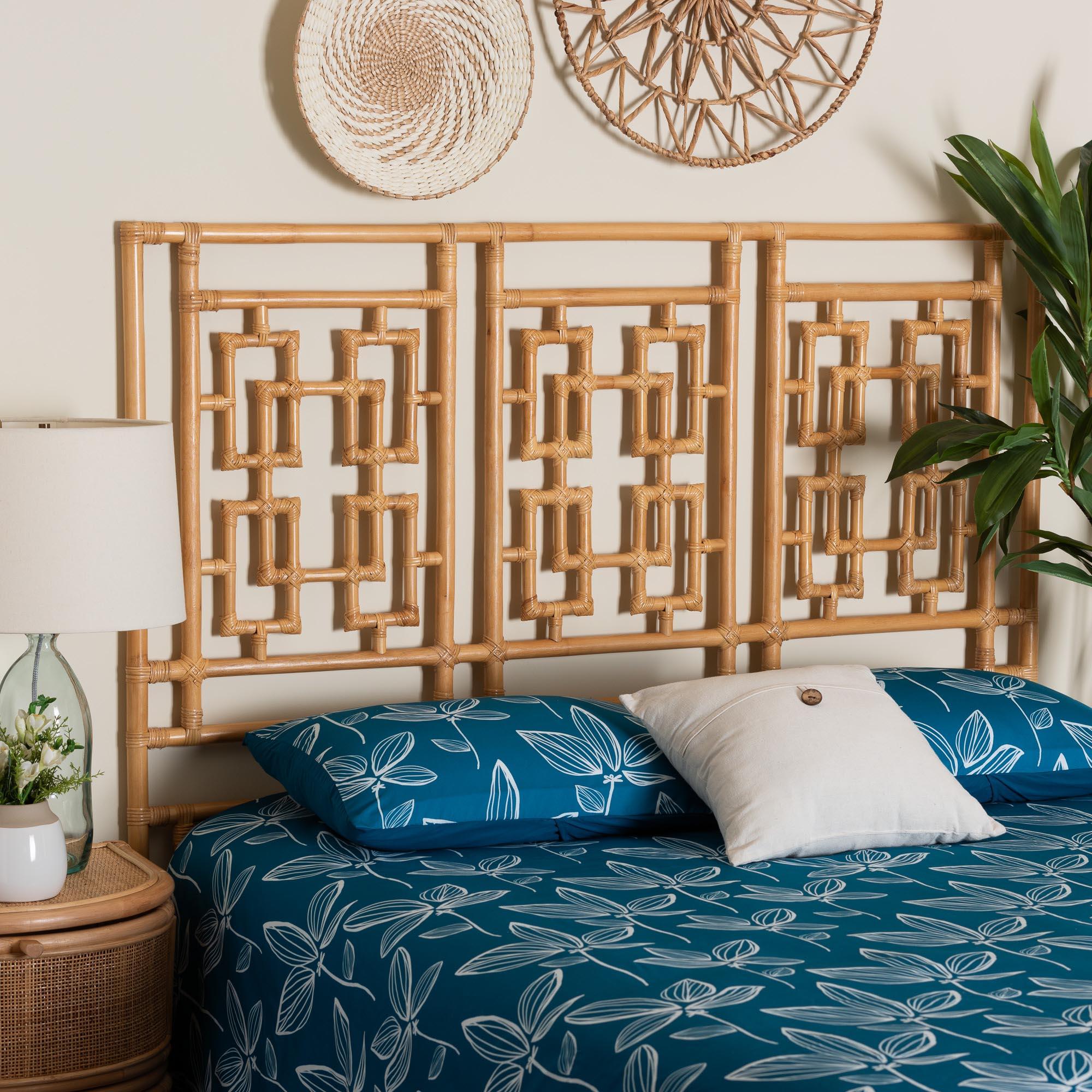 bali & pari Galvan Bohemian Rattan Standalone Headboard