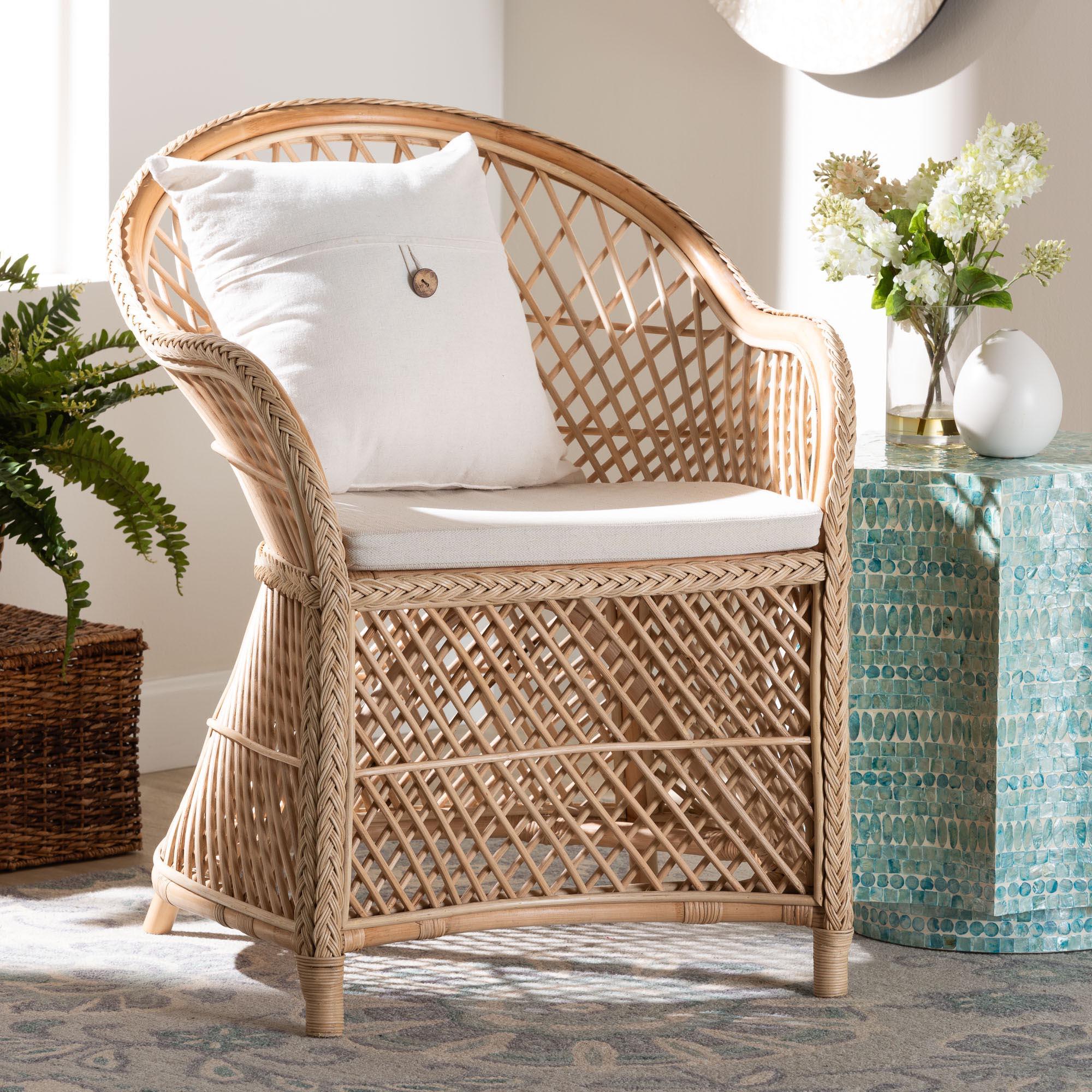 bali & pari Casilda Bohemian Braided Rattan Arm Chair