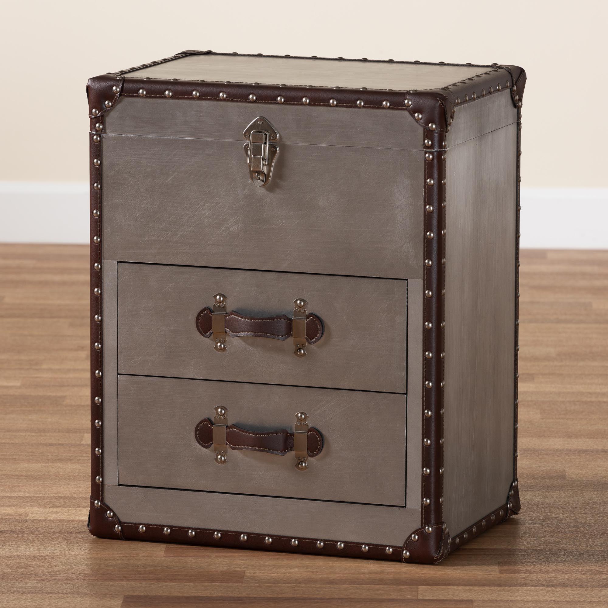 Calidore Vintage Metal 2-Drawer End Table